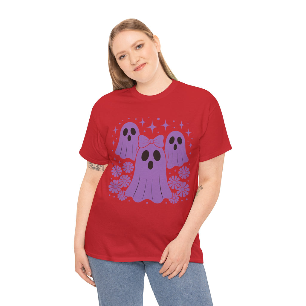 Purple Ghost Halloween Unisex Cotton Tee