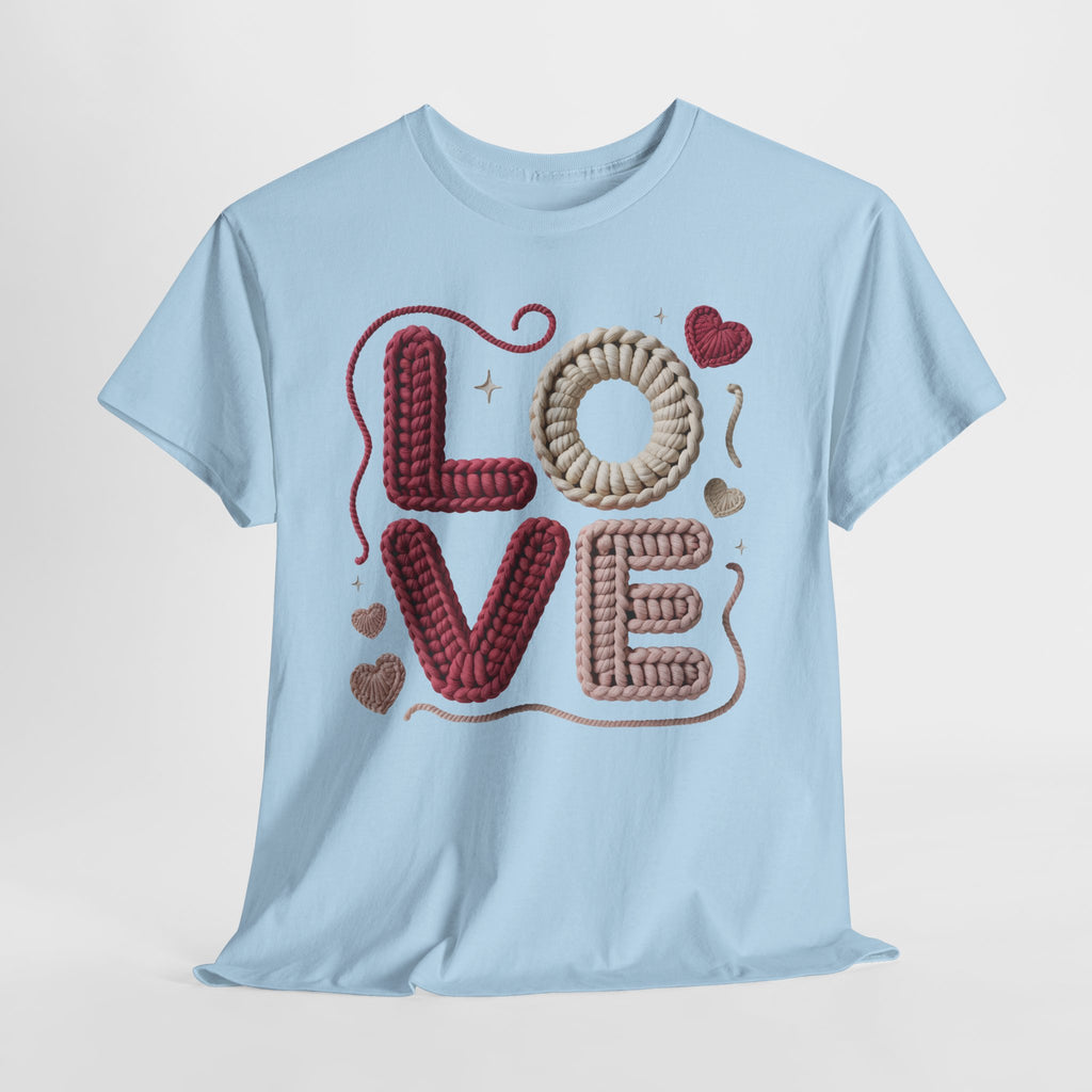 LOVE Faux Yarn Heart Unisex Cotton Tee