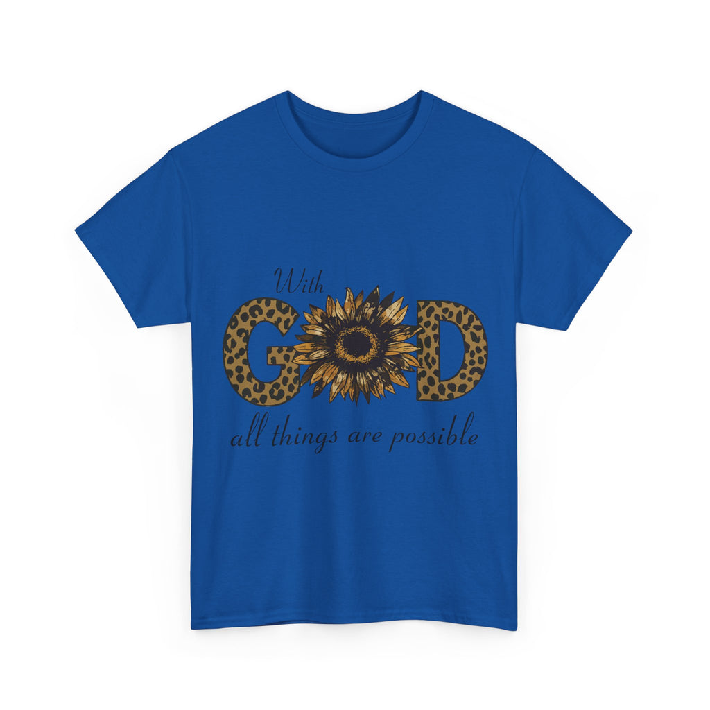 GOD Leopard Print Sunflower Unisex Cotton Tee