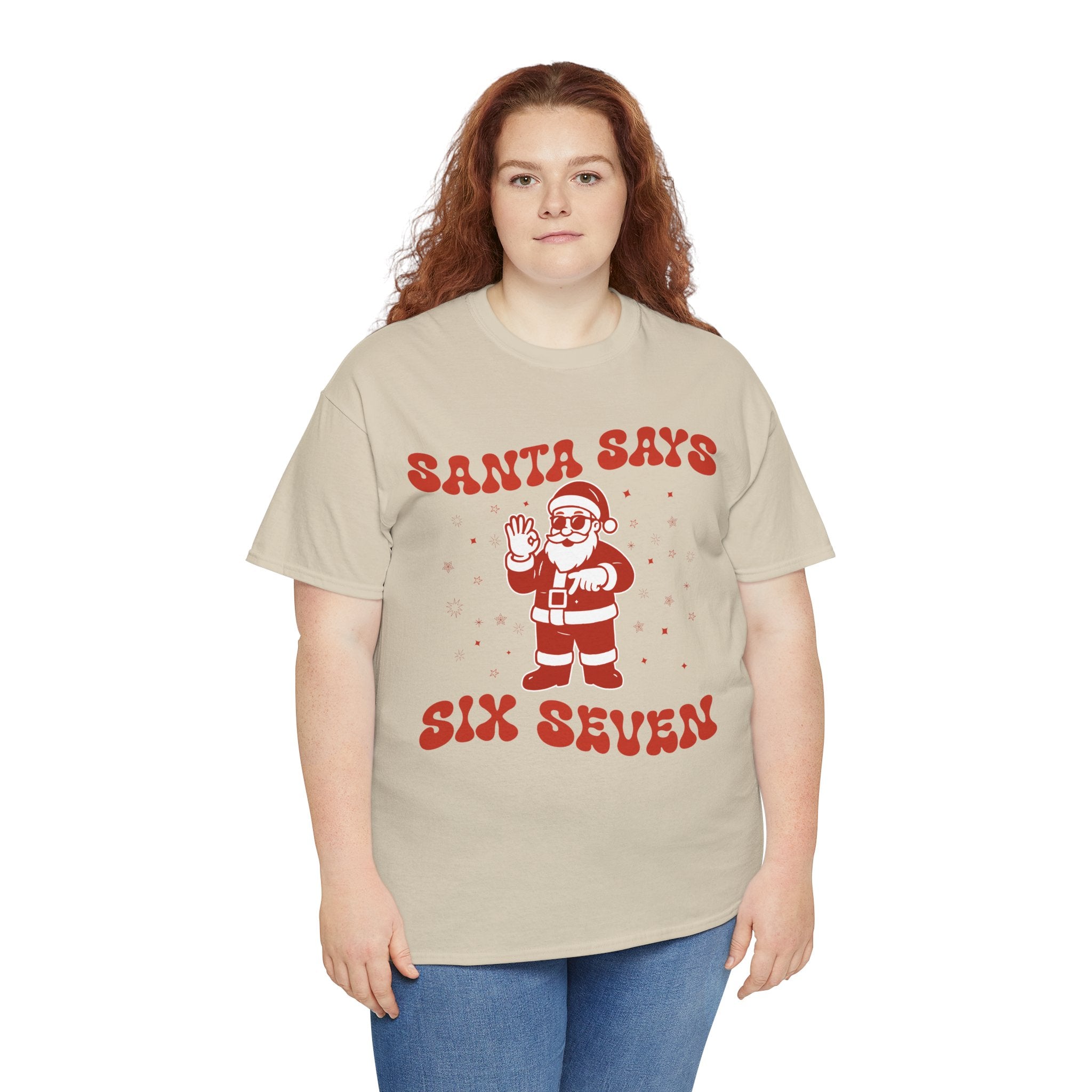 Retro 'Santa Says Six Seven' Christmas Unisex Cotton Tee