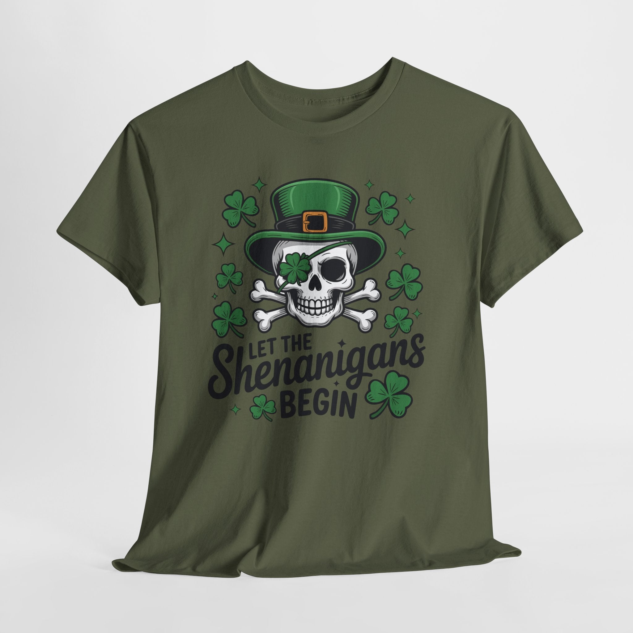 Let the Shenanigans Begin — Leprechaun Skull Unisex Cotton T-Shirt