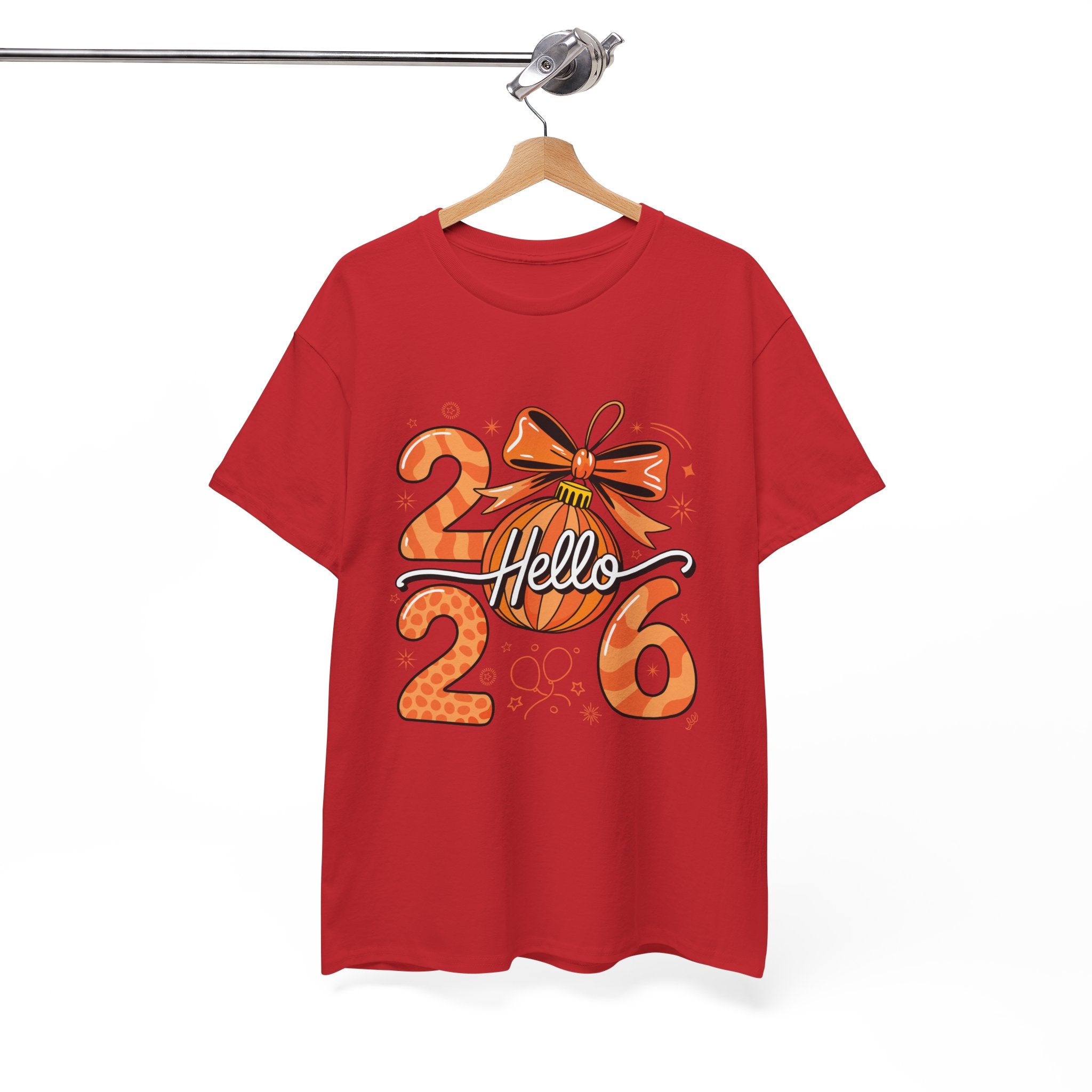 Hello 2026 Christmas Ornament Tee — Festive Orange Holiday Unisex Cotton T-Shirt