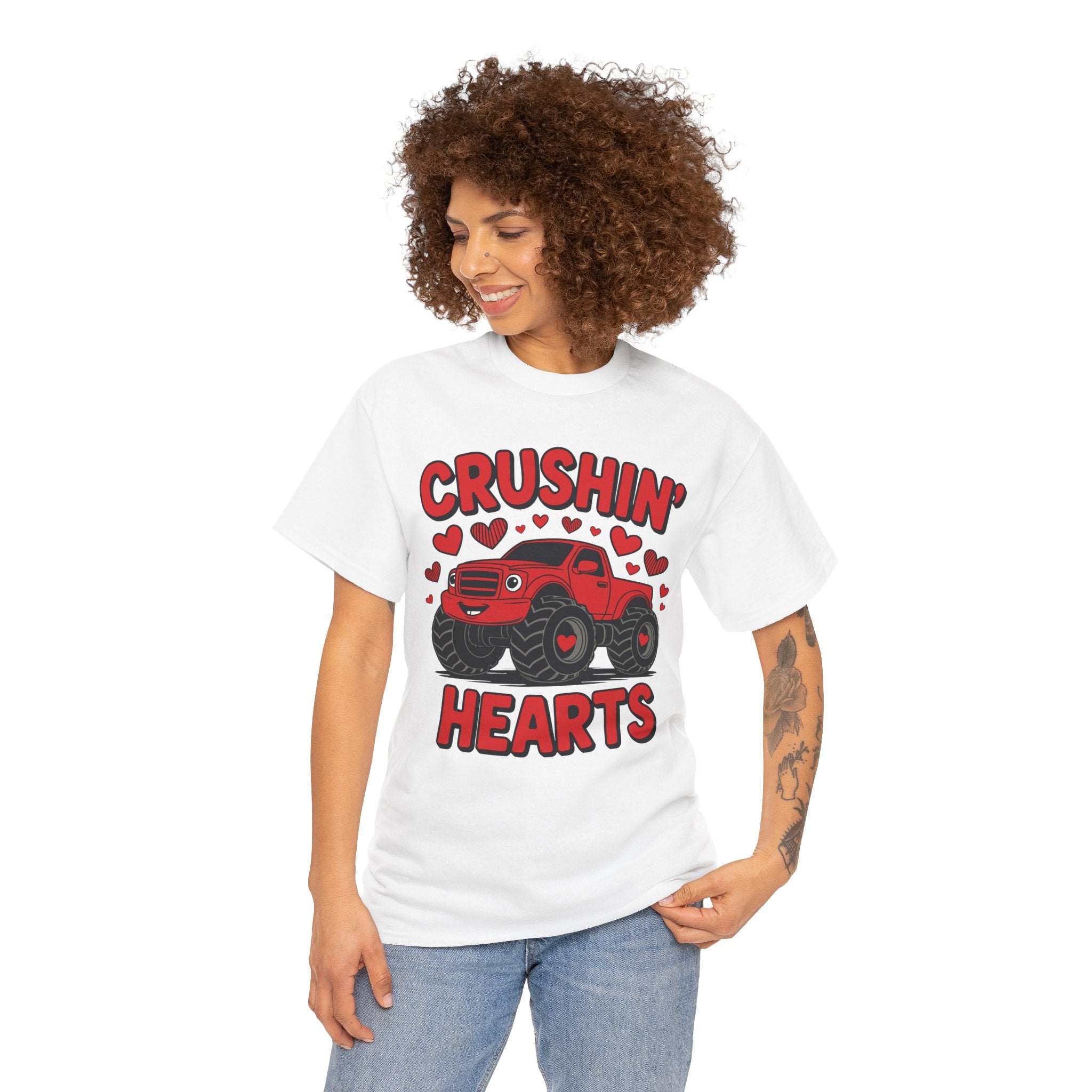 Crushin’ Hearts Valentine Monster Truck Unisex Cotton Tee