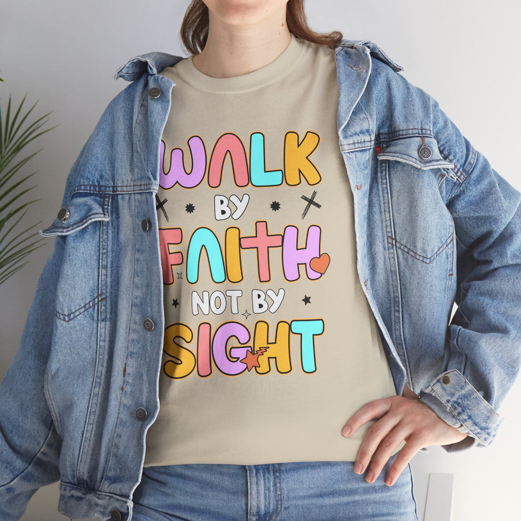Walk by Faith Not by Sight T-Shirt — Pastel Christian Faith Unisex Cotton Tee