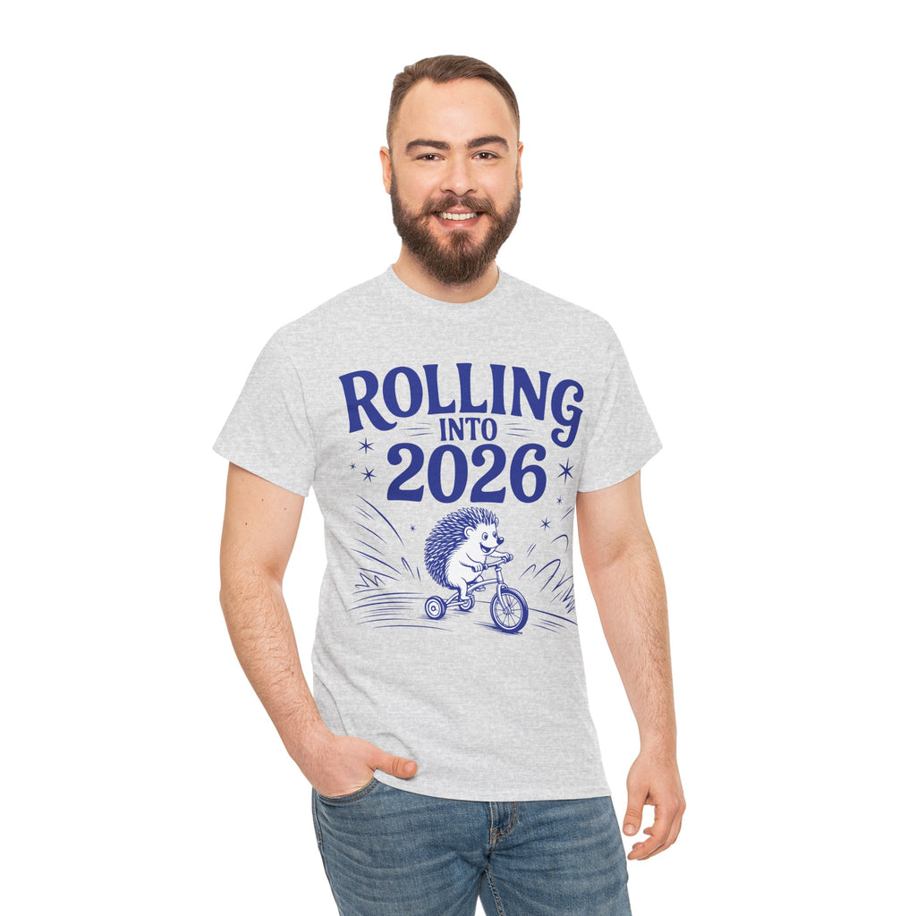 Rolling Into 2026 Hedgehog Tricycle Unisex Cotton Tee