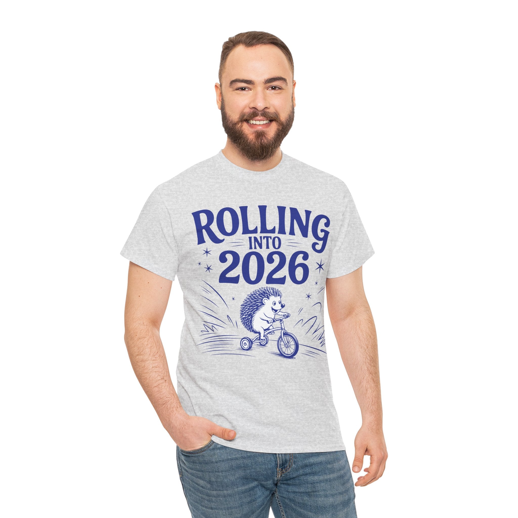 Rolling Into 2026 Hedgehog Tricycle Unisex Cotton Tee