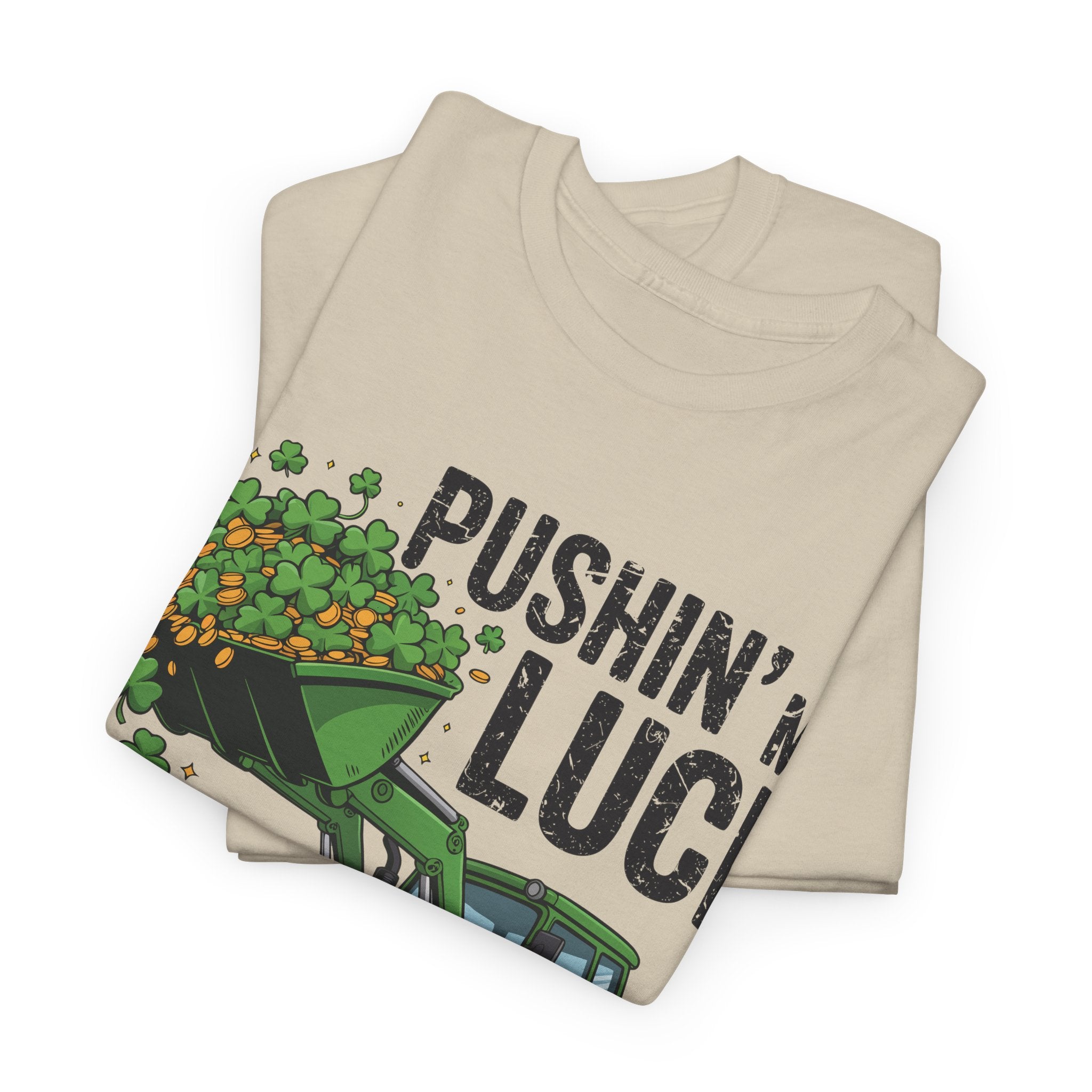 Pushin' My Luck Shamrock Tractor Tee — St. Patrick's Day Unisex Cotton T-Shirt