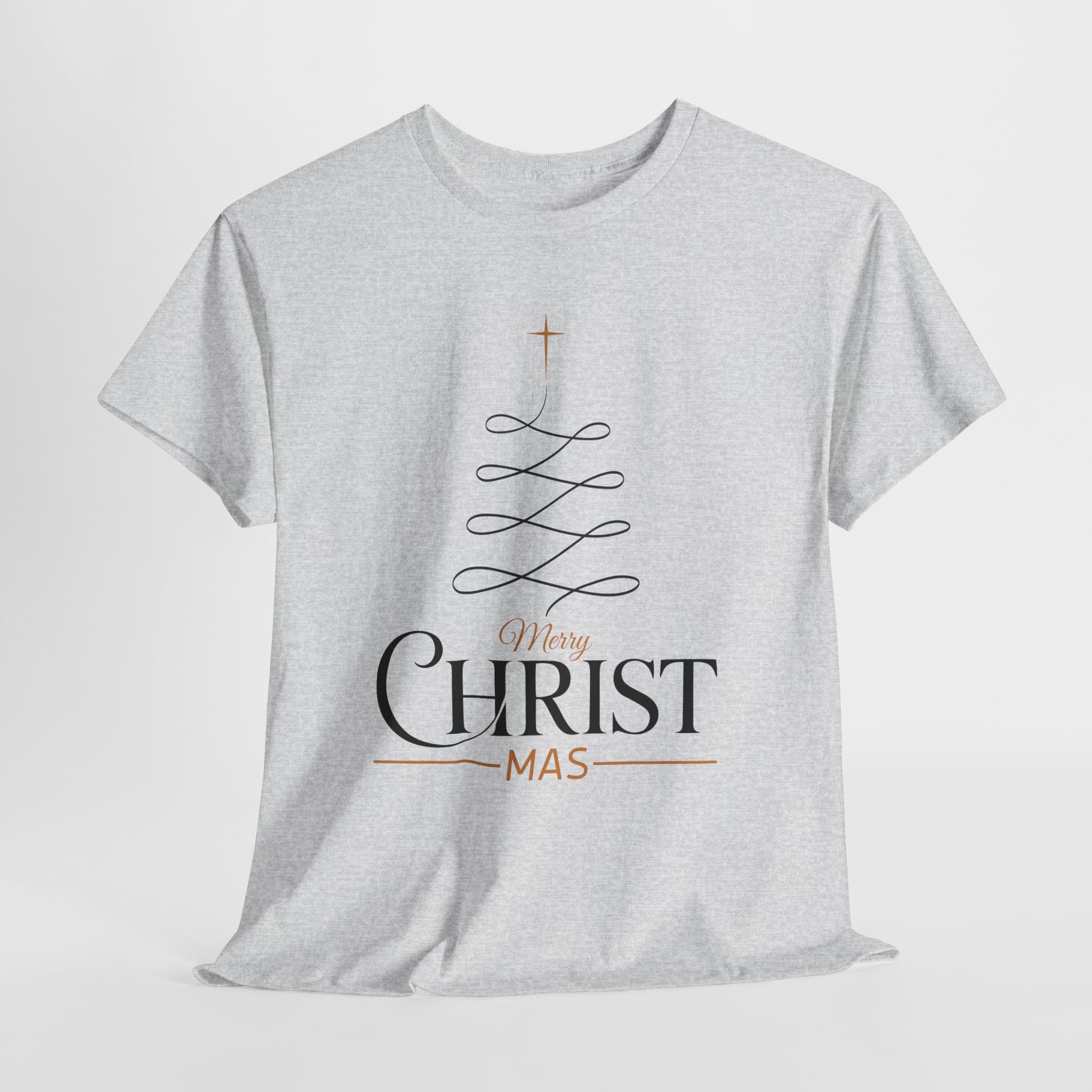 Merry Christmas Gold Cross Tree Unisex Cotton Tee