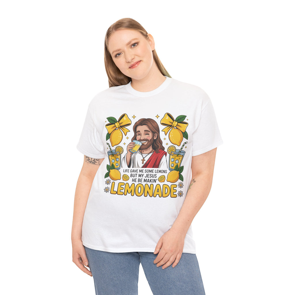 Jesus Drinking Lemonade T-Shirt — "Life Gave Me Some Lemons" Christian Unisex Cotton Tee