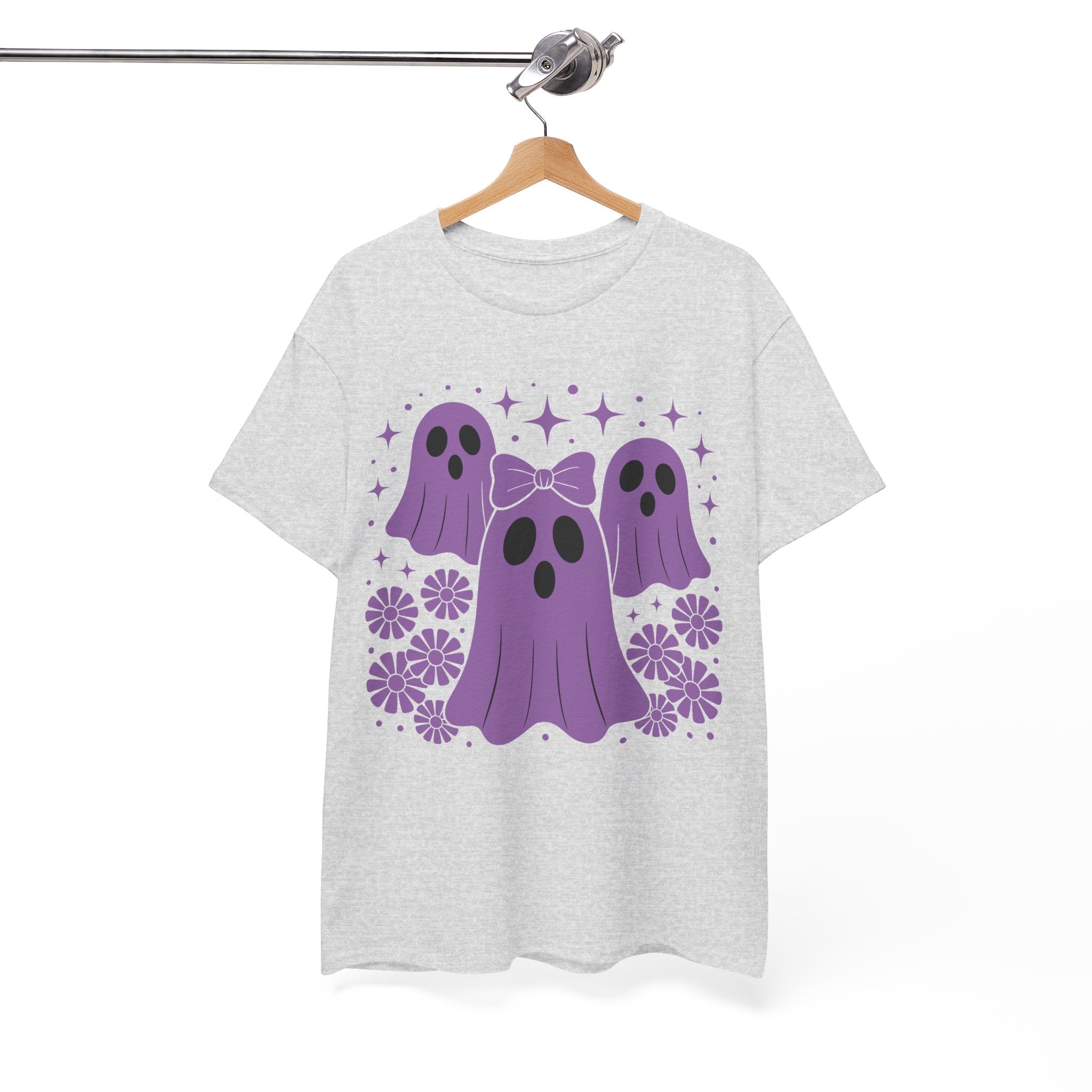 Purple Ghost Halloween Unisex Cotton Tee