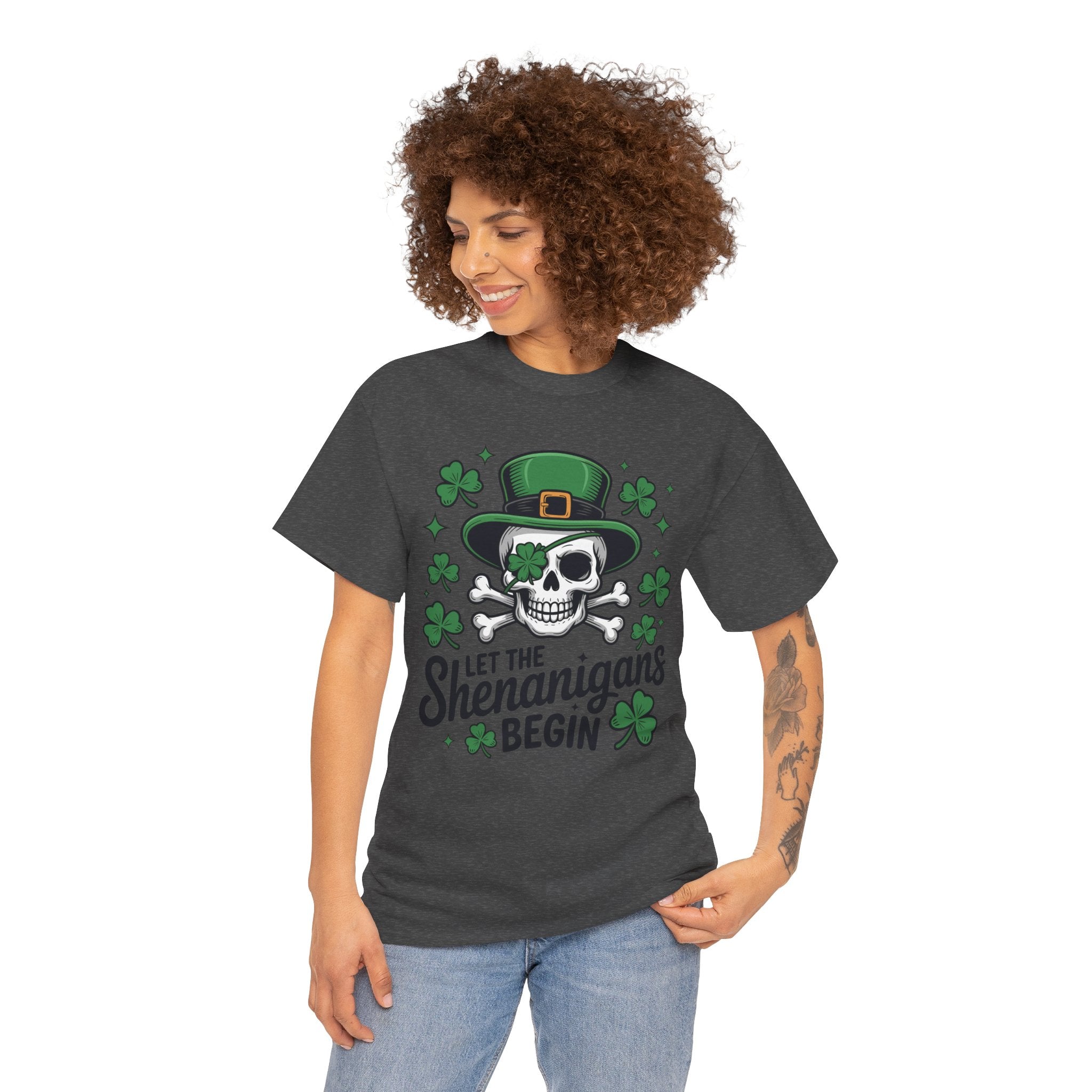 Let the Shenanigans Begin — Leprechaun Skull Unisex Cotton T-Shirt