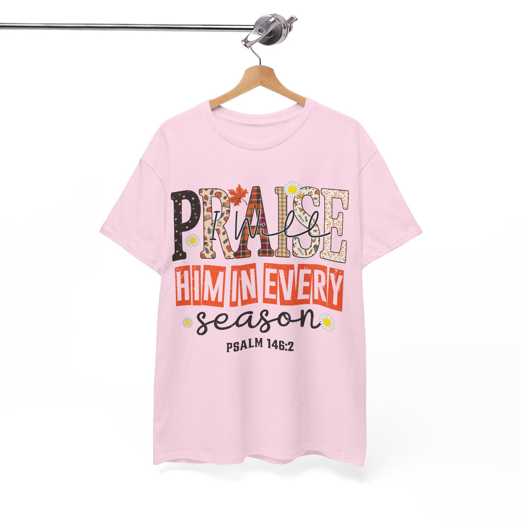 Praise Him In Every Tee — Fall Daisies & Leaf Floral Graphic Unisex Cotton T-Shirt