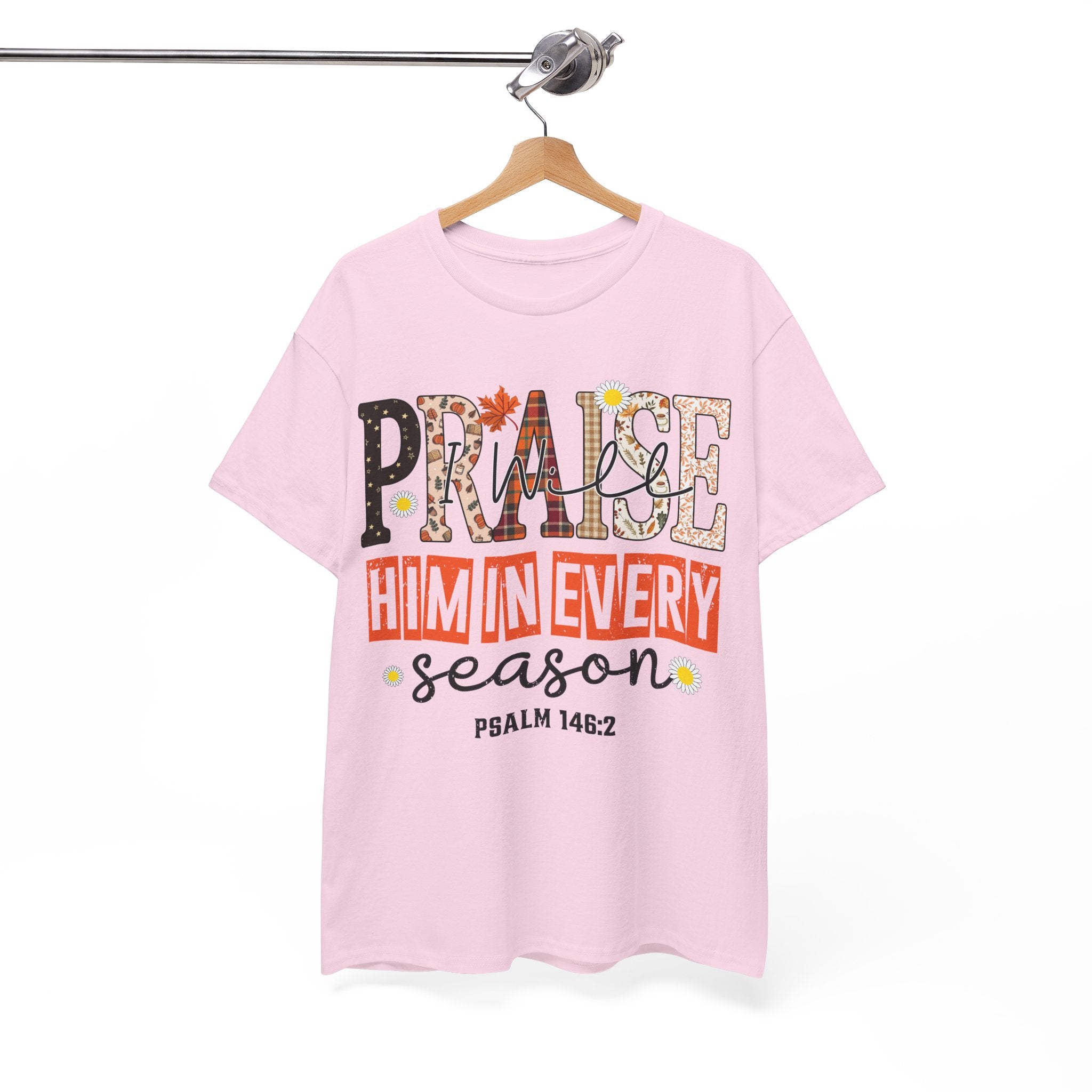 Praise Him In Every Tee — Fall Daisies & Leaf Floral Graphic Unisex Cotton T-Shirt