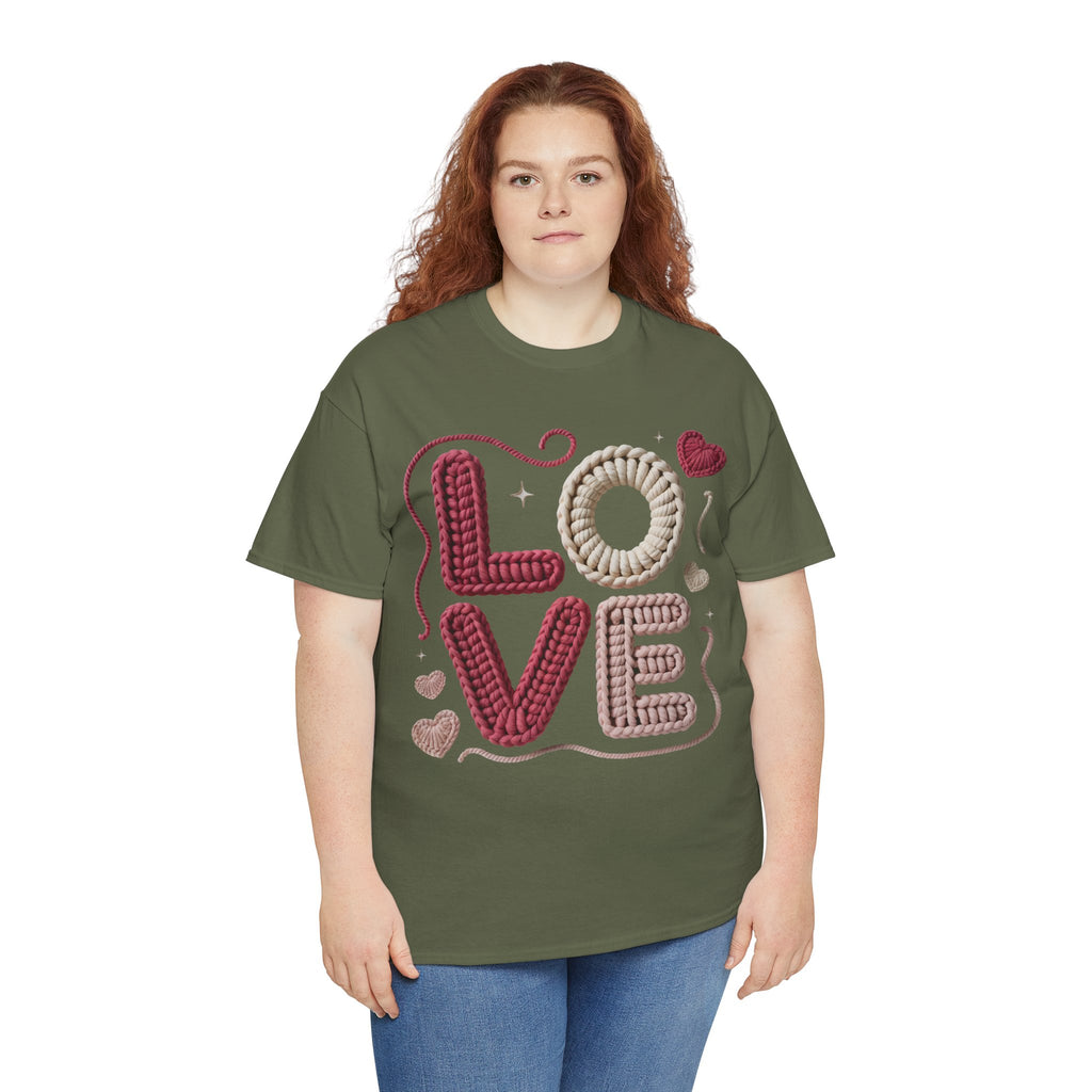 LOVE Faux Yarn Heart Unisex Cotton Tee