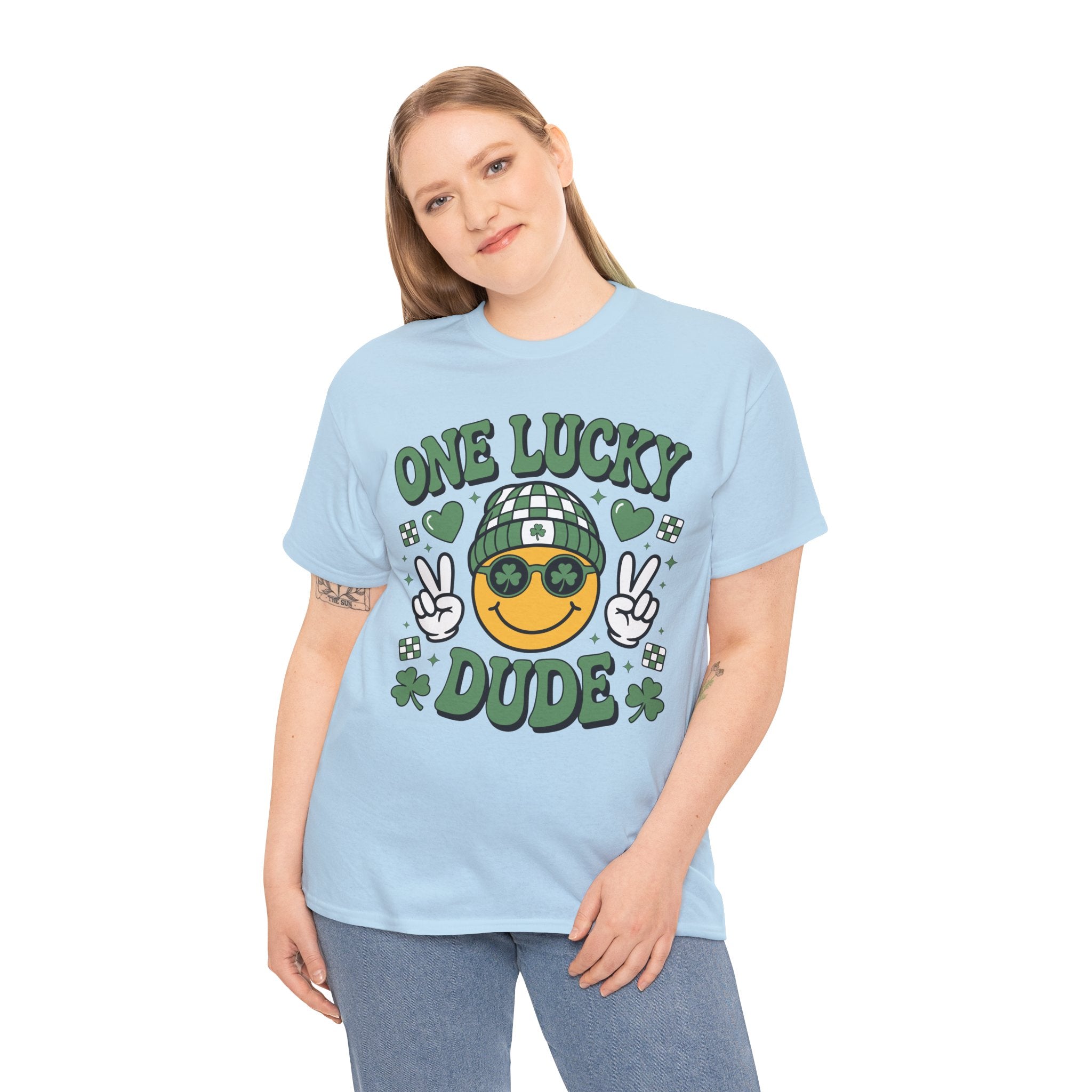 One Lucky Dude Shamrock Tee — St. Patrick's Day Smiley Unisex Cotton Tshirt