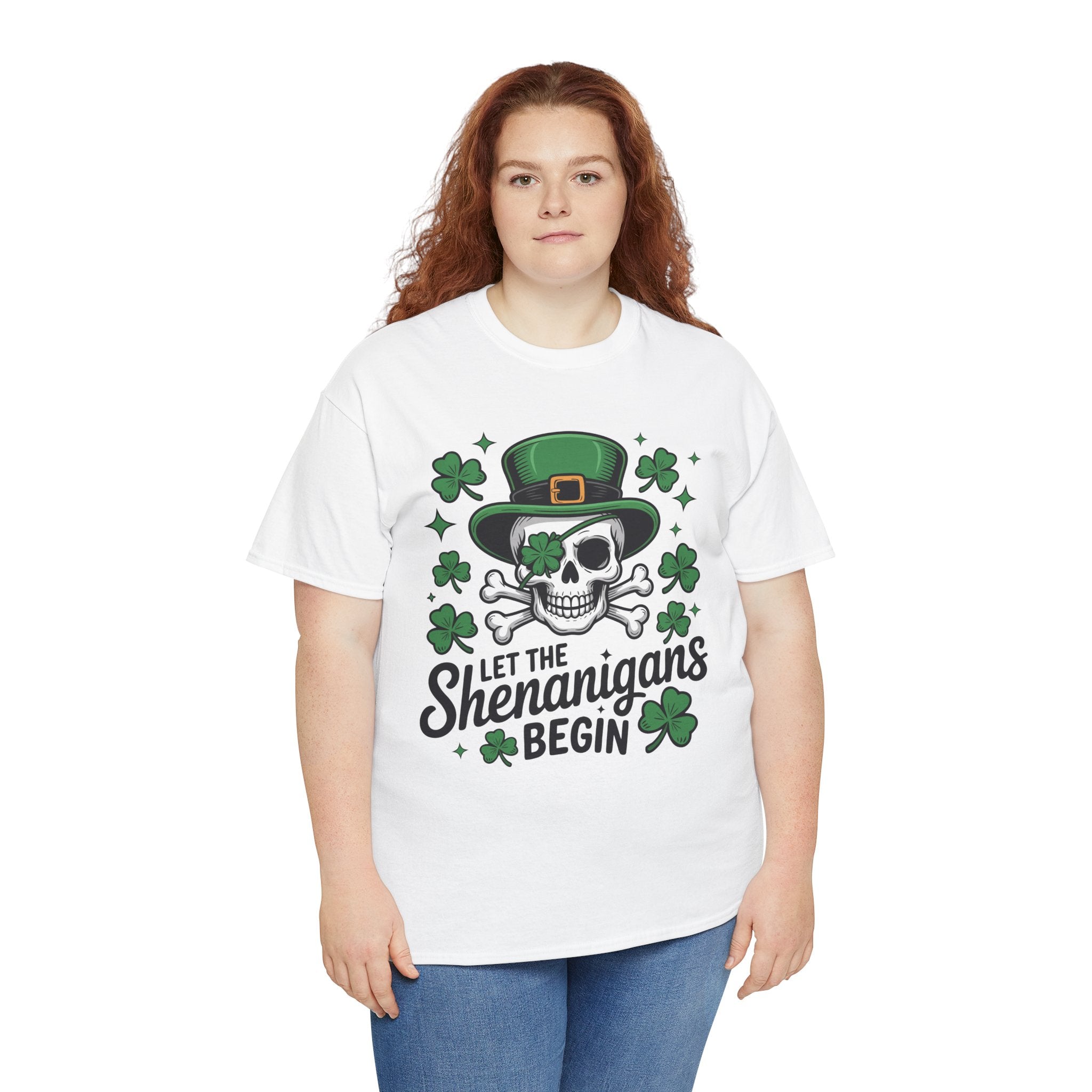 Let the Shenanigans Begin — Leprechaun Skull Unisex Cotton T-Shirt