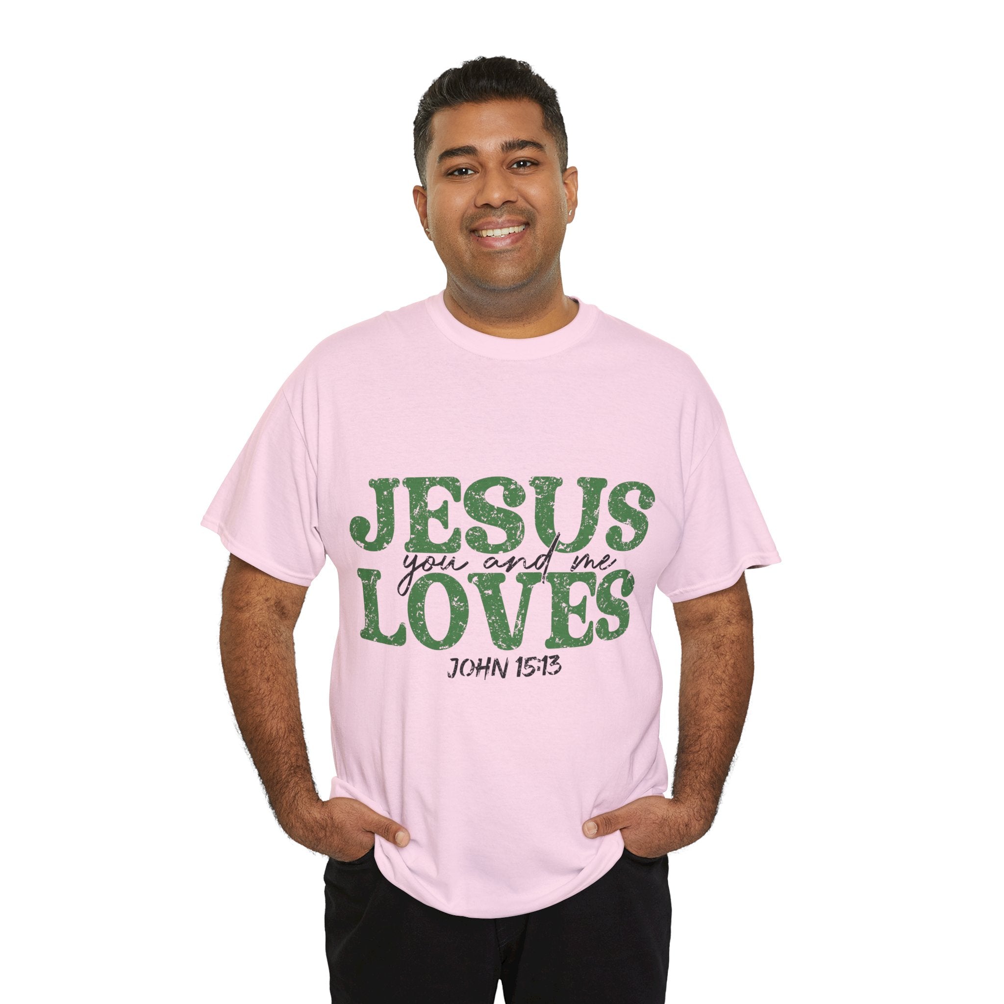 Jesus Loves Vintage Tee — Green Retro Christian Unisex Cotton T-Shirt
