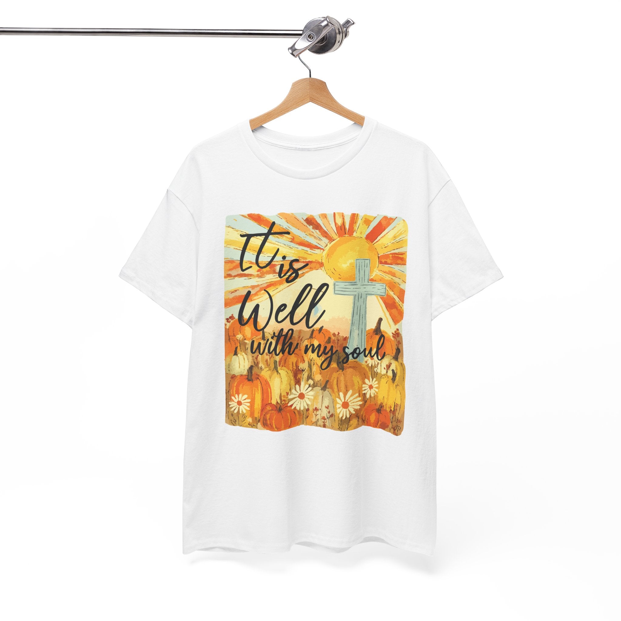 It Is Well With My Soul Pumpkin Sunrise Unisex Cotton T-Shirt