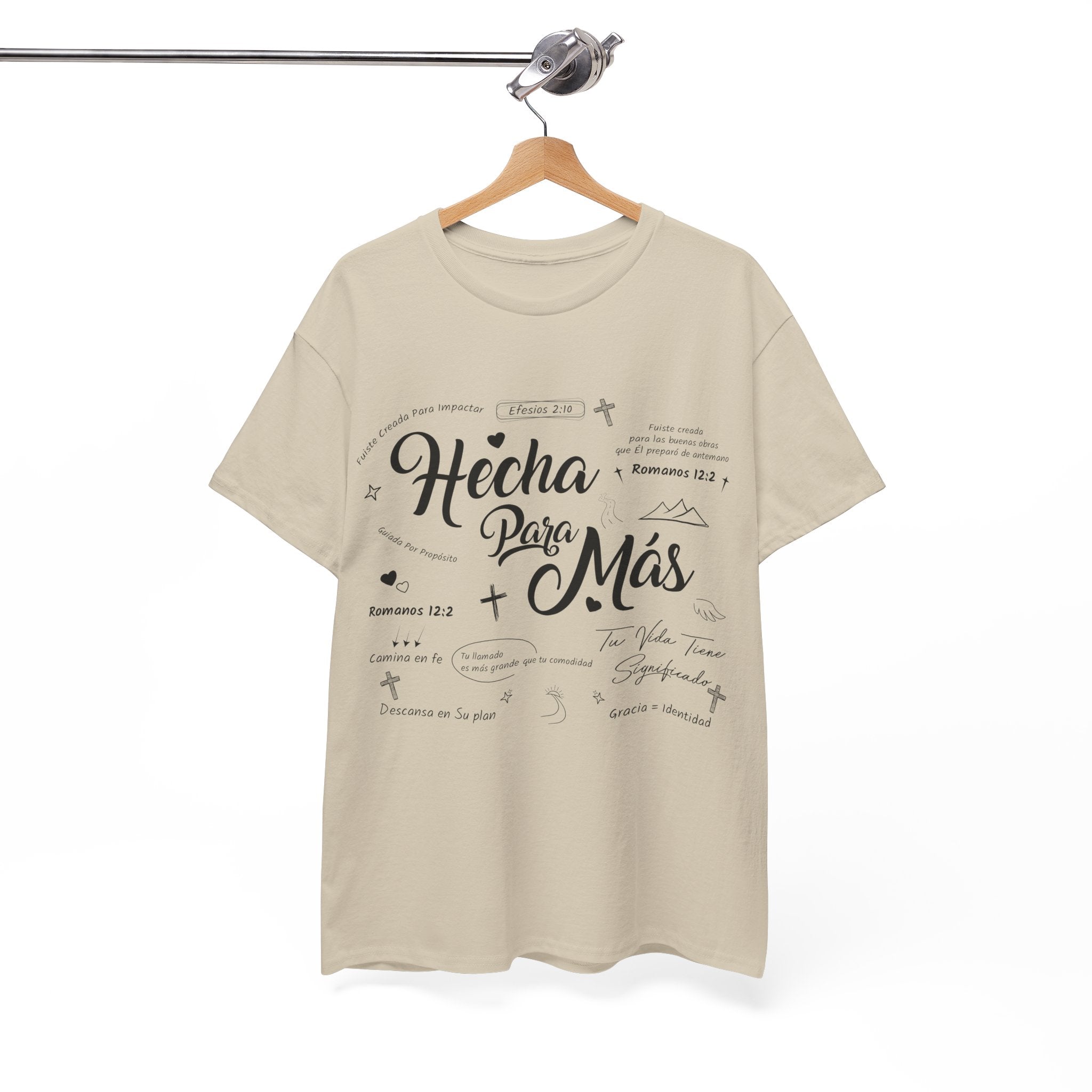 Hecha Para Más Christian T‑Shirt — Spanish Faith Typography Unisex Cotton Tee