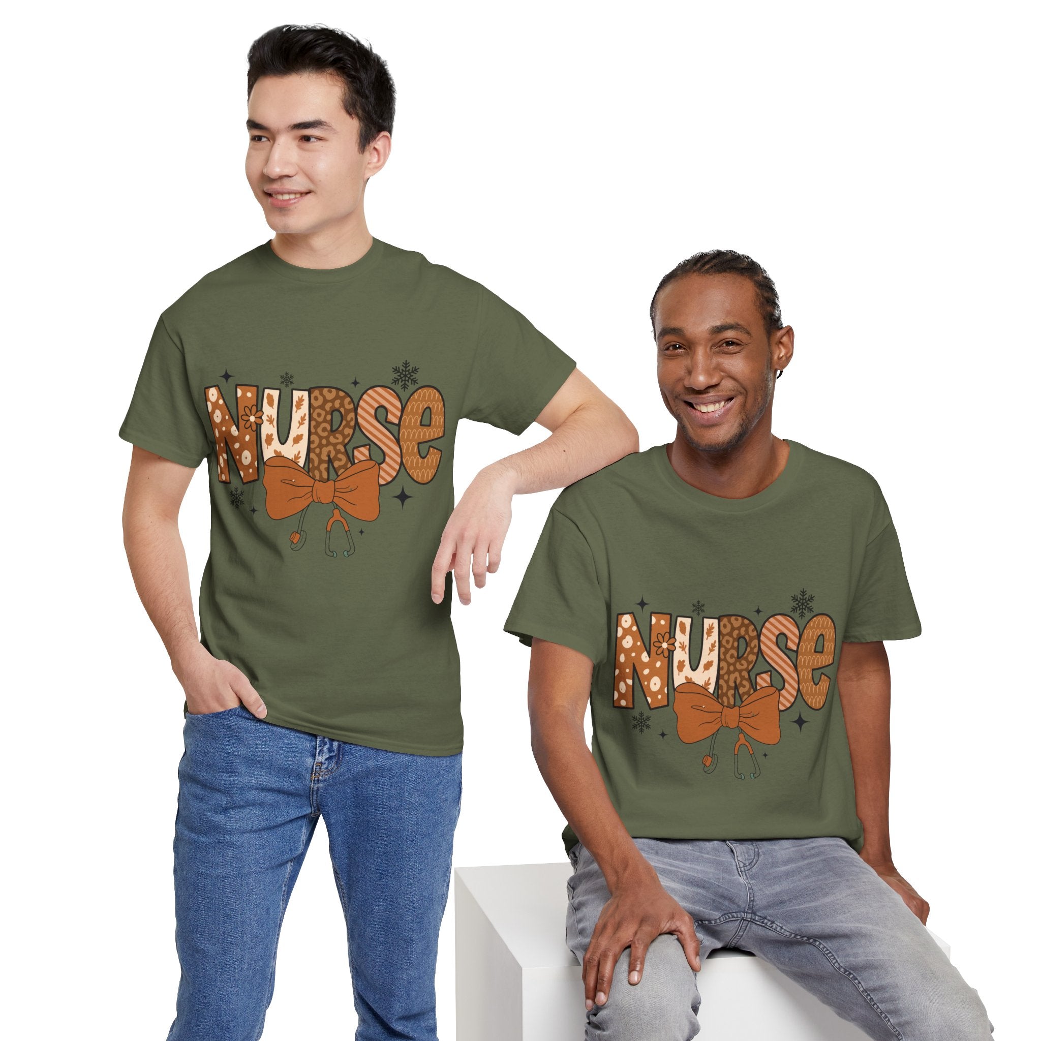 NURSE Fall Stethoscope Tee — Brown Autumn Nurse Unisex CottonT shirt