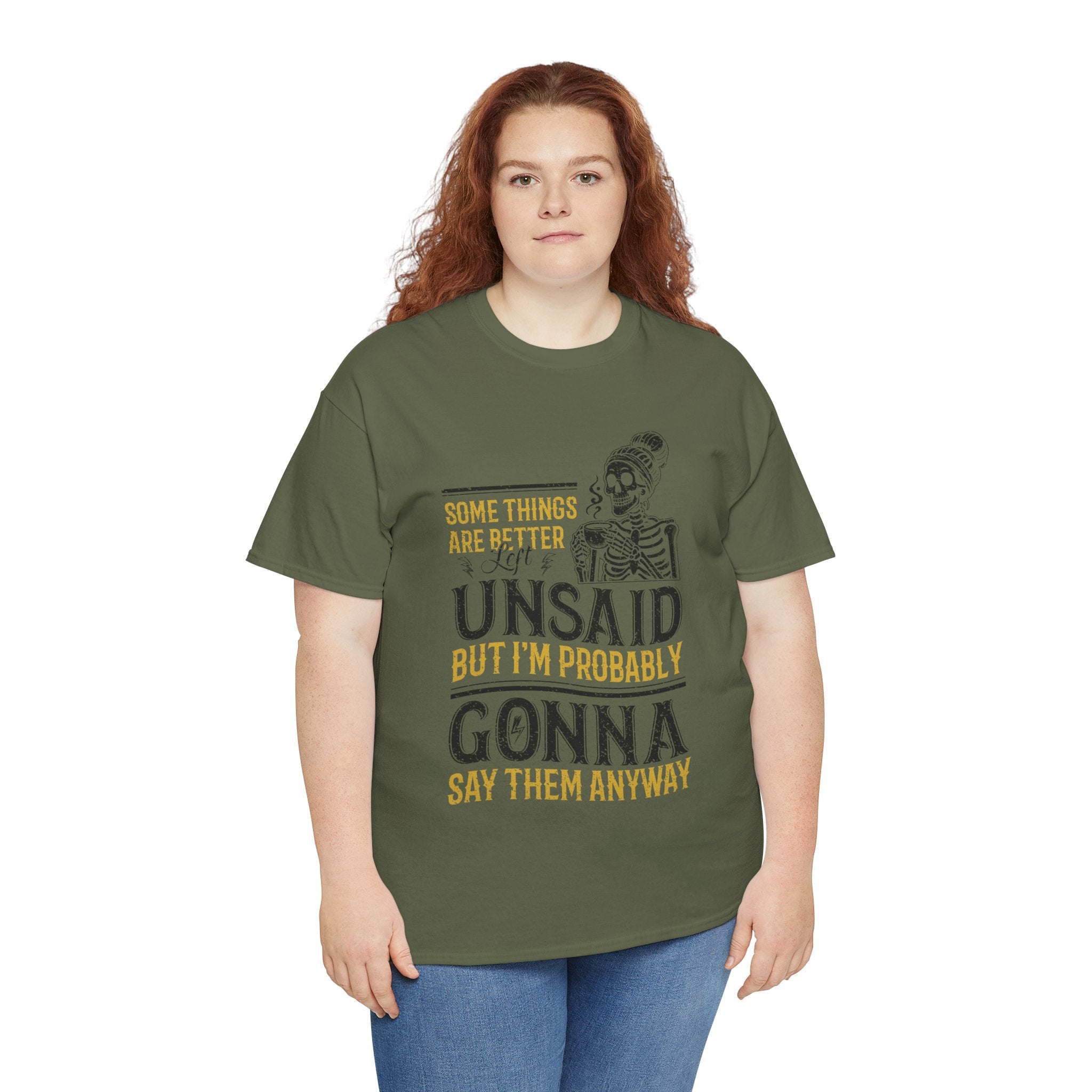 Distressed Yellow "Some Things Are Better Left Unsaid"Unisex Cotton Tee