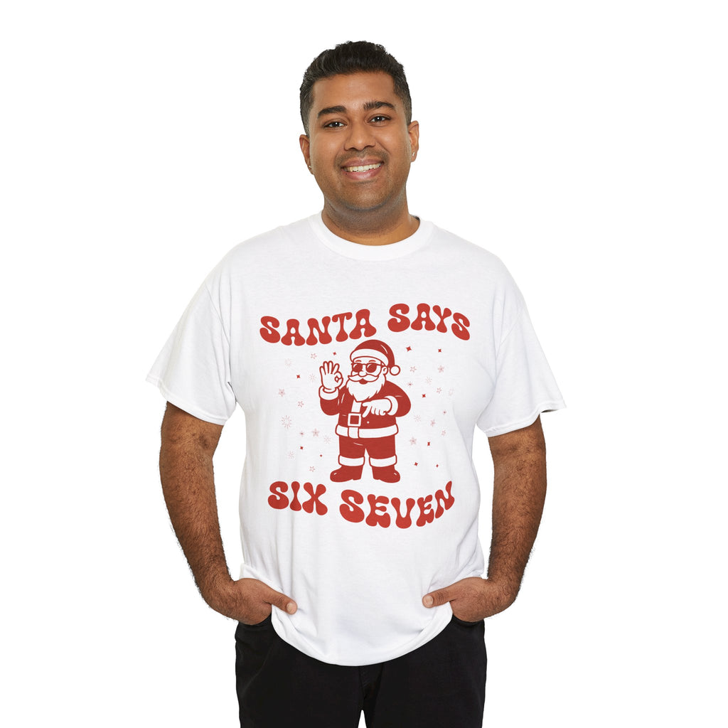 Retro 'Santa Says Six Seven' Christmas Unisex Cotton Tee