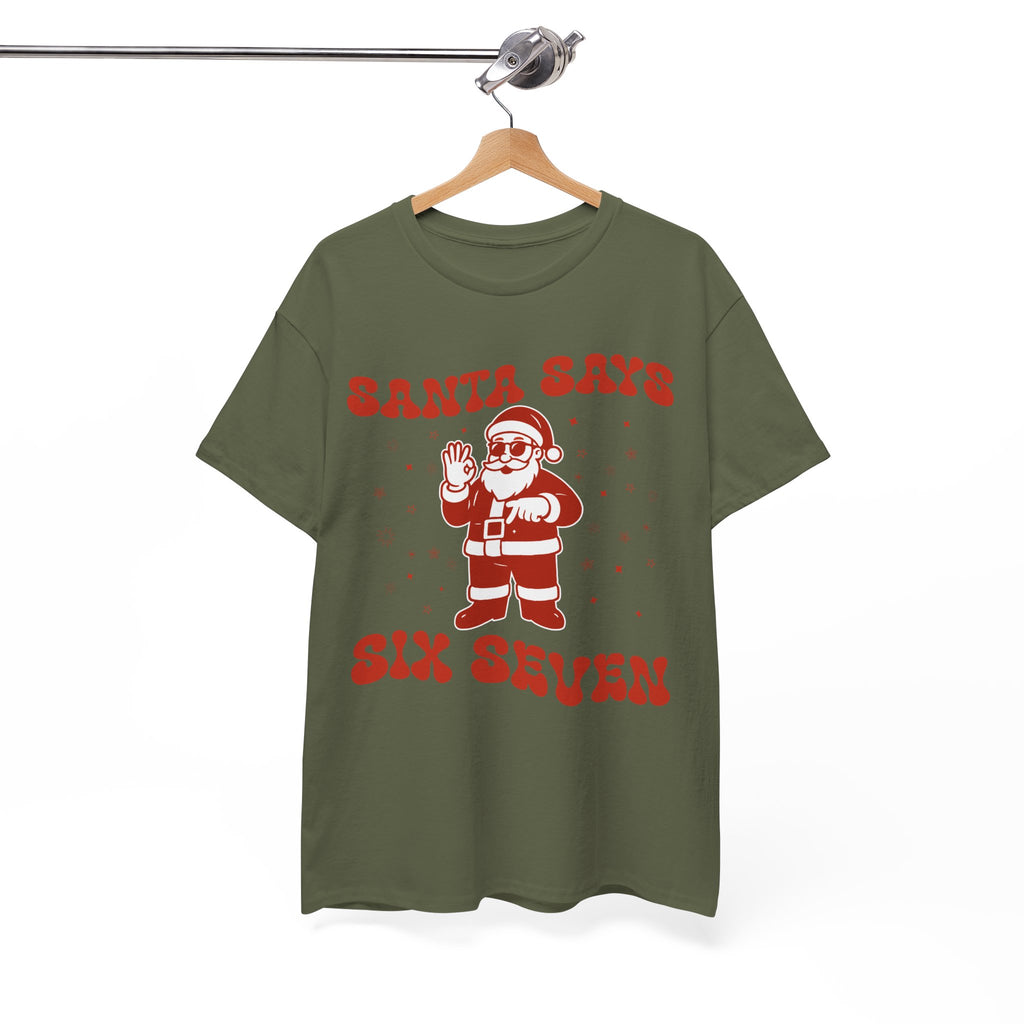 Retro 'Santa Says Six Seven' Christmas Unisex Cotton Tee