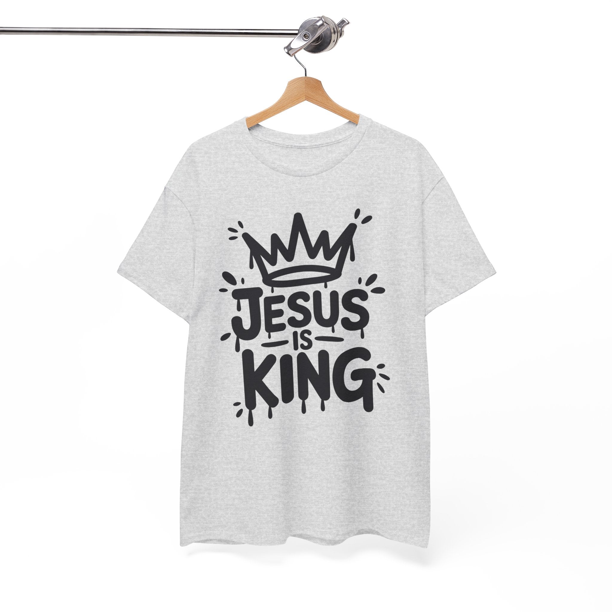 Jesus Is King Crown T-Shirt — Minimalist Christian Unisex Cotton Tee
