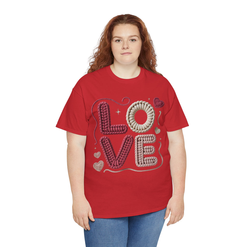 LOVE Faux Yarn Heart Unisex Cotton Tee