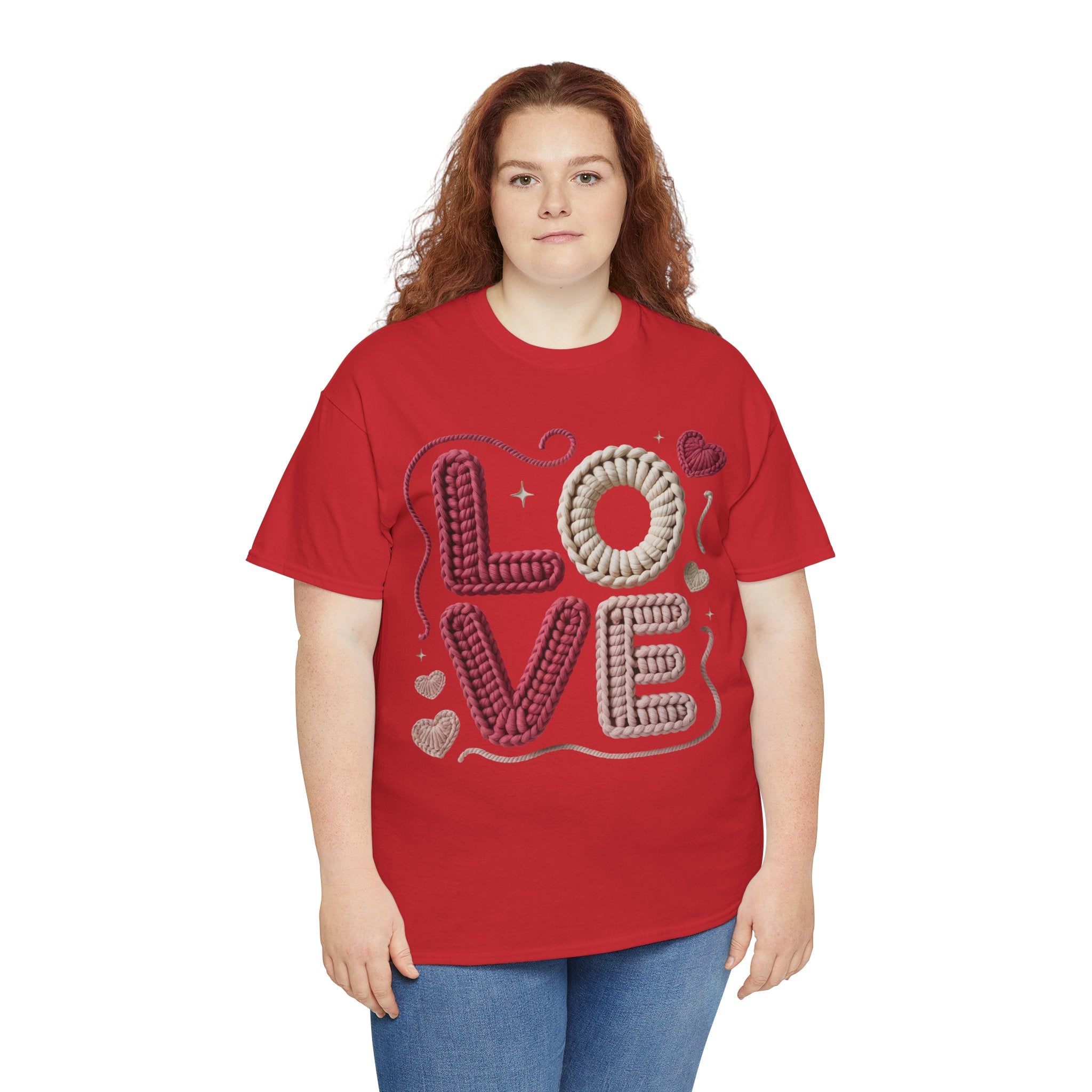 LOVE Faux Yarn Heart Unisex Cotton Tee