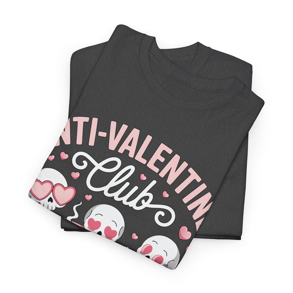 Anti-Valentine Club Skeleton Tee — Anti-Romance Pink Couch Graphic Unisex Cotton T-Shirt
