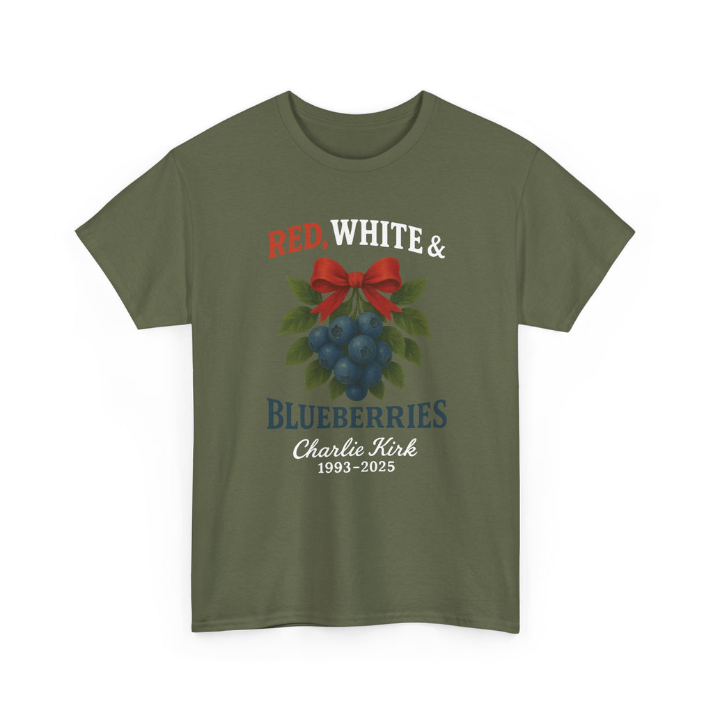 Red, White & Blueberries T-Shirt — Patriotic Blueberry Graphic Unisex Cotton Tee