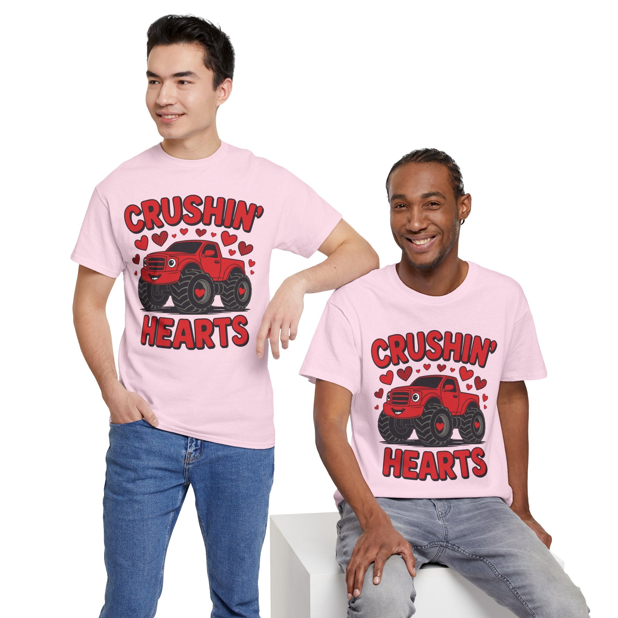 Crushin’ Hearts Valentine Monster Truck Unisex Cotton Tee