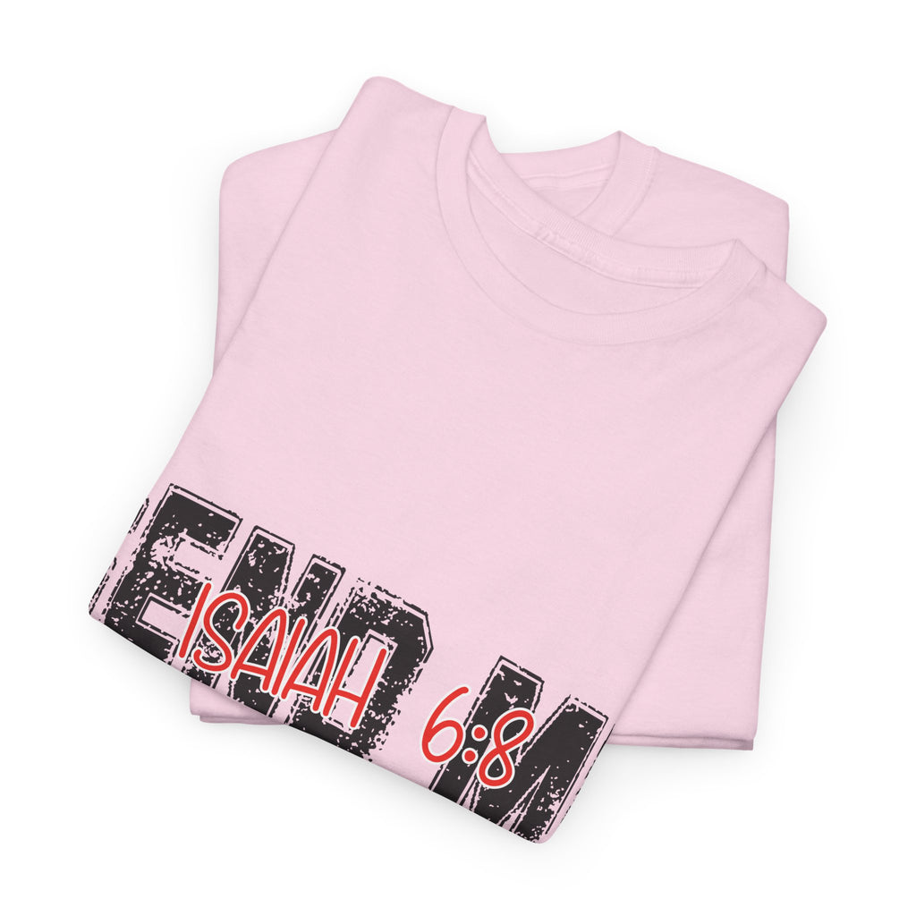 Here I Am Send Me Isaiah 6:8 T-Shirt — Christian Cross Graphic Unisex Cotton Tee