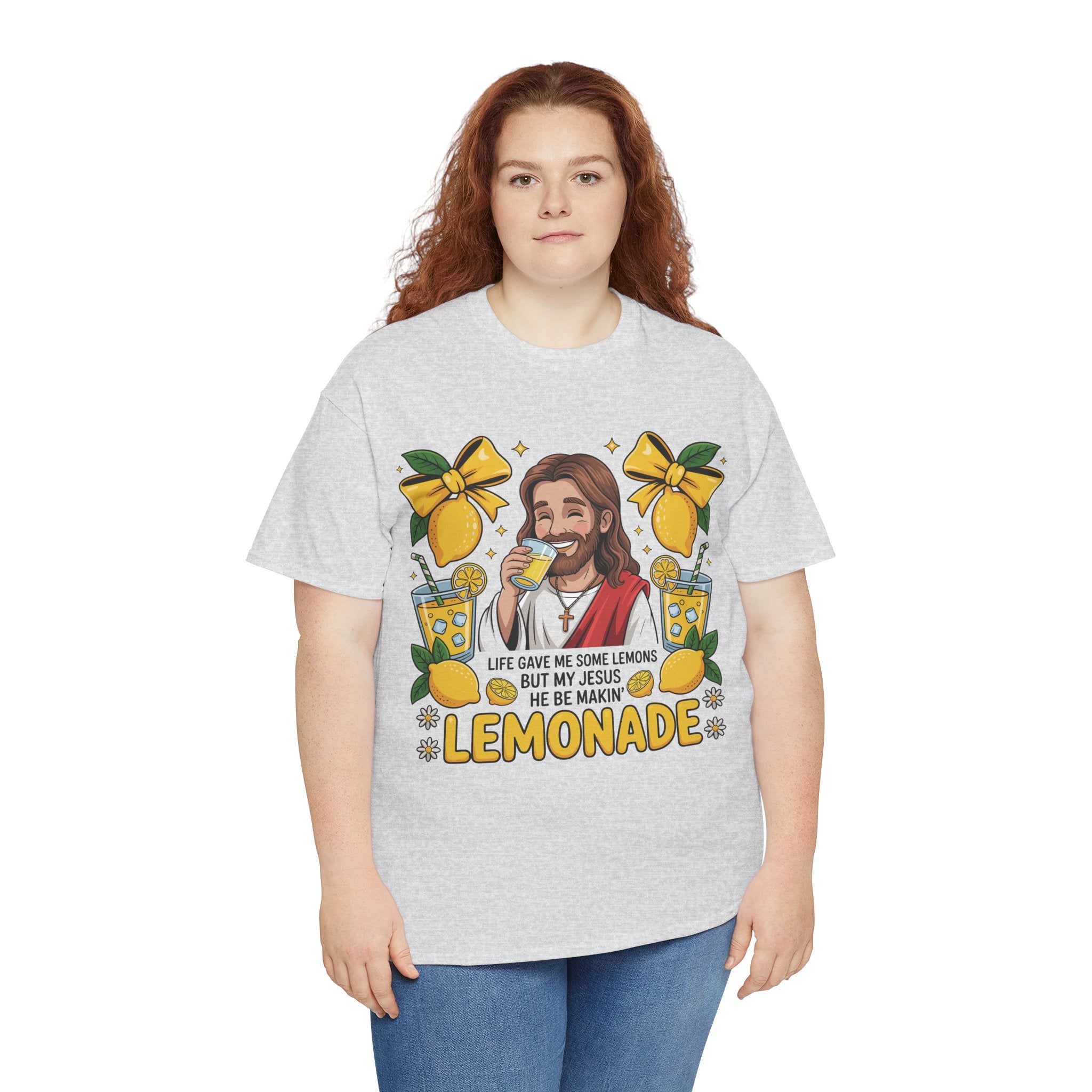 Jesus Drinking Lemonade T-Shirt — "Life Gave Me Some Lemons" Christian Unisex Cotton Tee