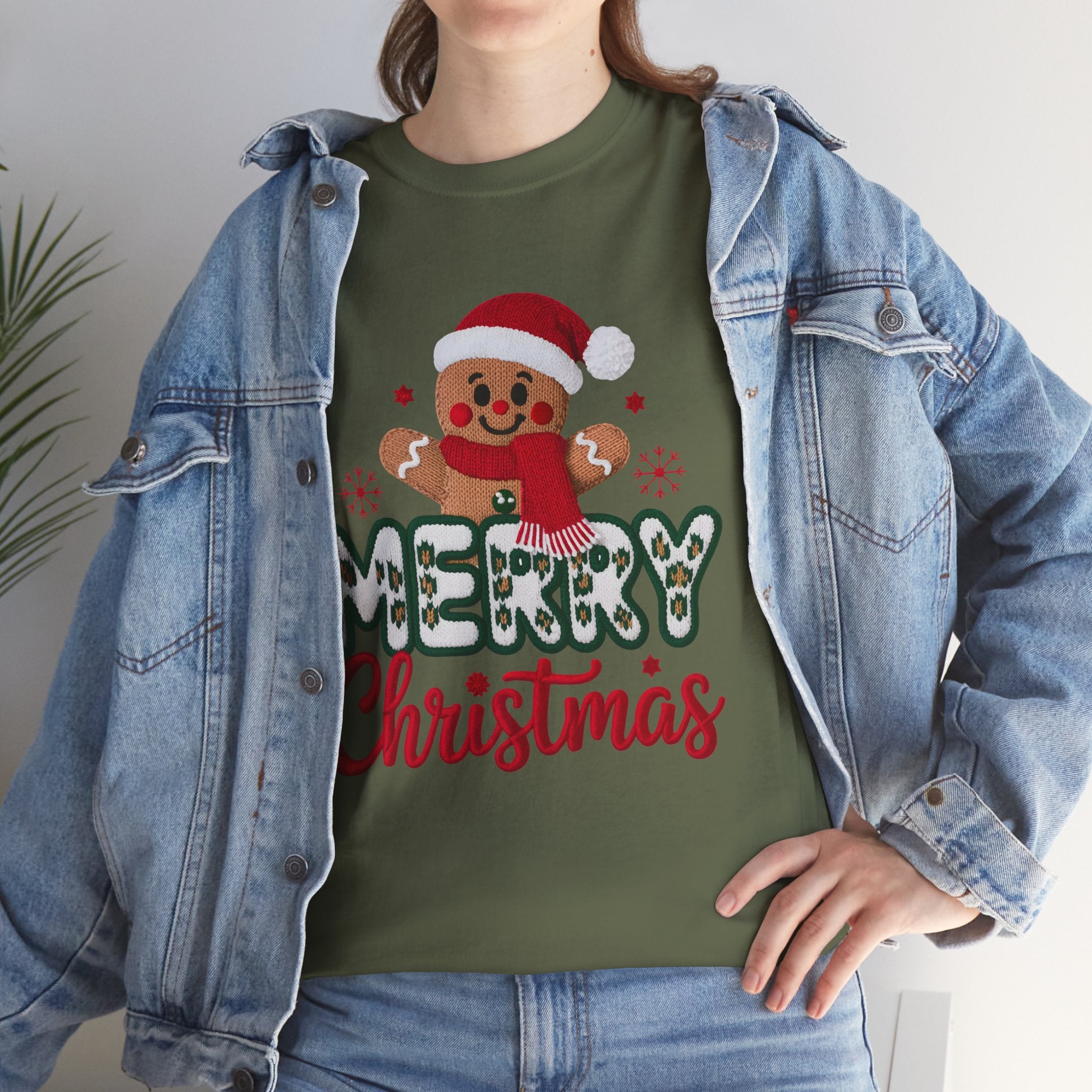 Gingerbread Santa 'Merry Christmas' Unisex Cotton Tee T-Shirt