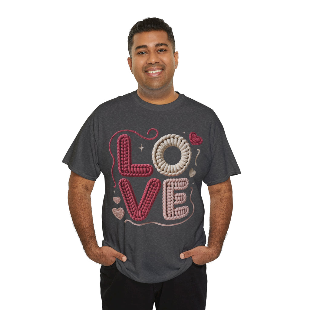 LOVE Faux Yarn Heart Unisex Cotton Tee