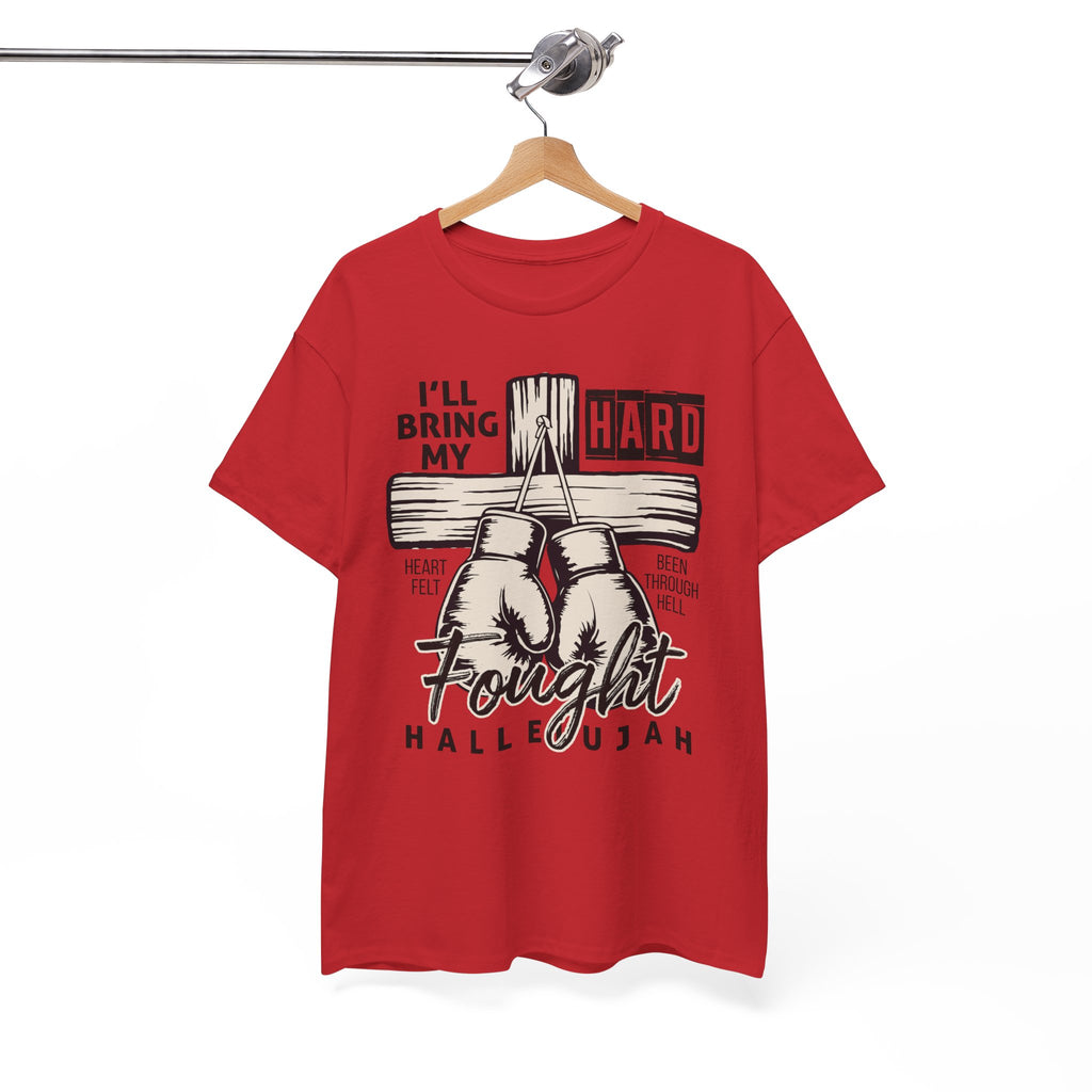 Christian Boxing Gloves Cross Tee — "I’ll Bring My Hard-Fought Heart."Unisex Cotton Tee