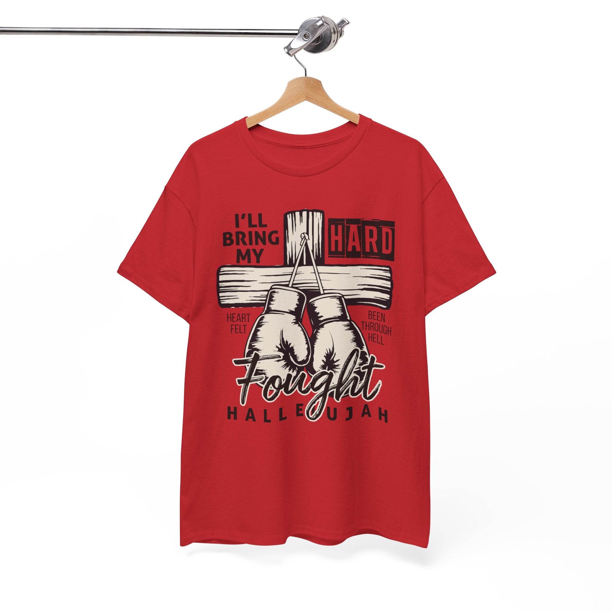 Christian Boxing Gloves Cross Tee — "I’ll Bring My Hard-Fought Heart."Unisex Cotton Tee
