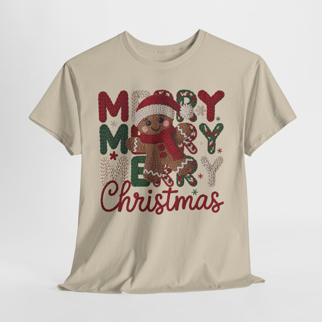 Merry Merry Merry Christmas Gingerbread Unisex Cotton Tee