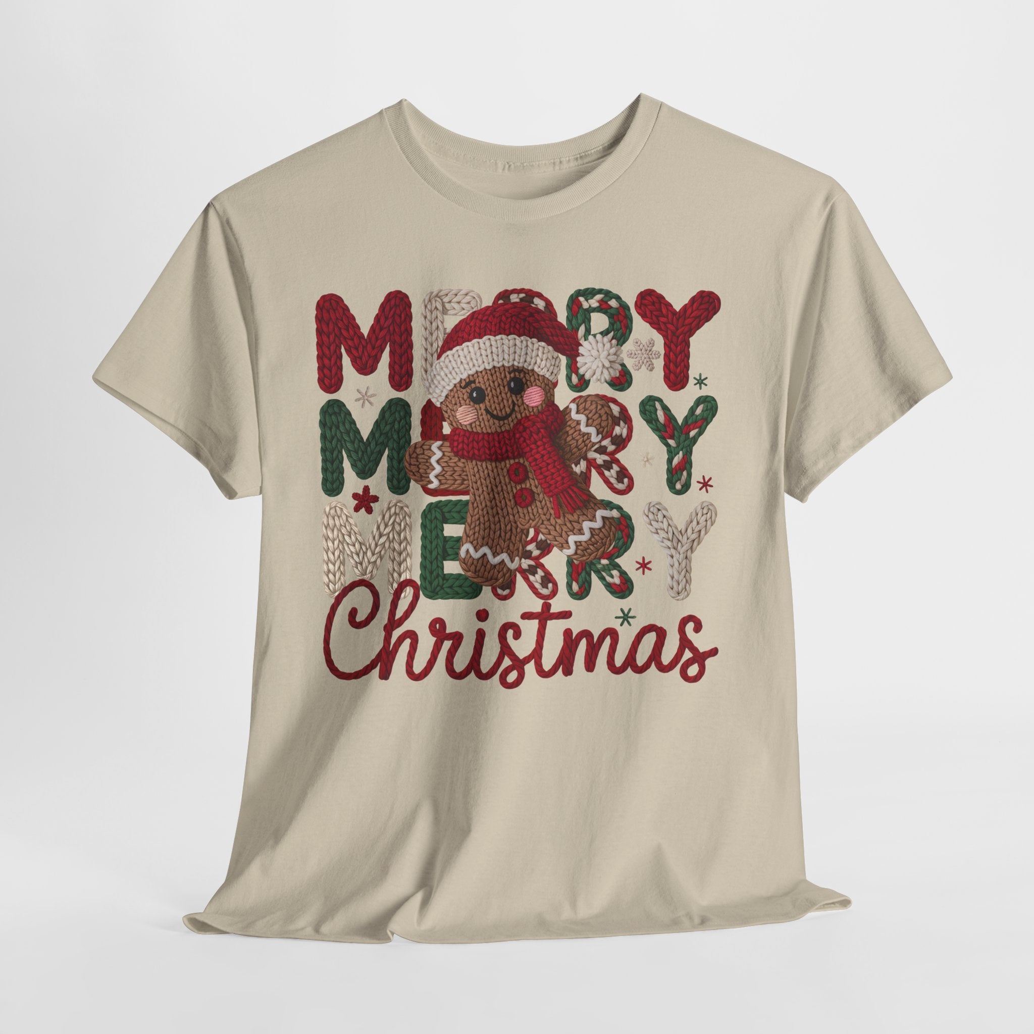 Merry Merry Merry Christmas Gingerbread Unisex Cotton Tee