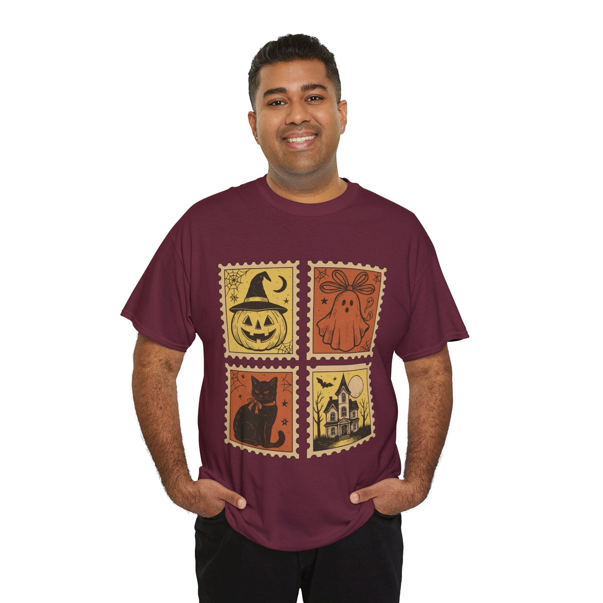 Halloween Stamp Design Unisex Heavy Cotton Tee