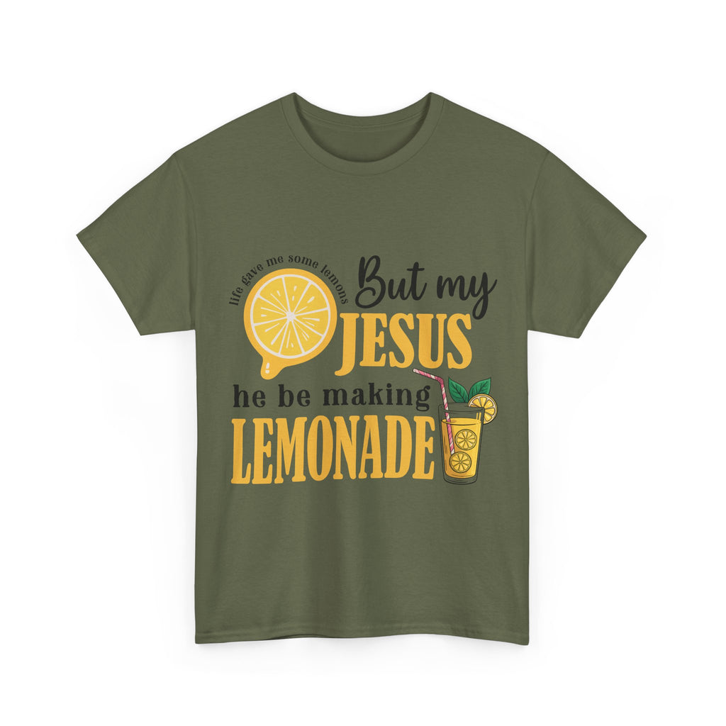 Jesus Lemonade Tee — Lemon Slice & Glass Graphic Christian Unisex Cotton T-Shirt