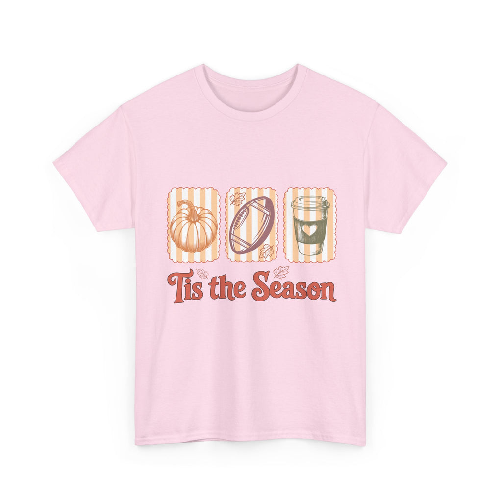 Tis the Season Pumpkin, Football & Coffee Fall Unisex Cotton T-Shirt