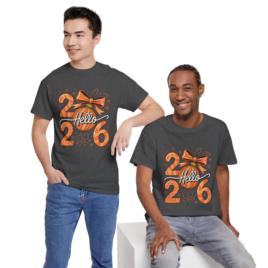 Hello 2026 Christmas Ornament Tee — Festive Orange Holiday Unisex Cotton T-Shirt