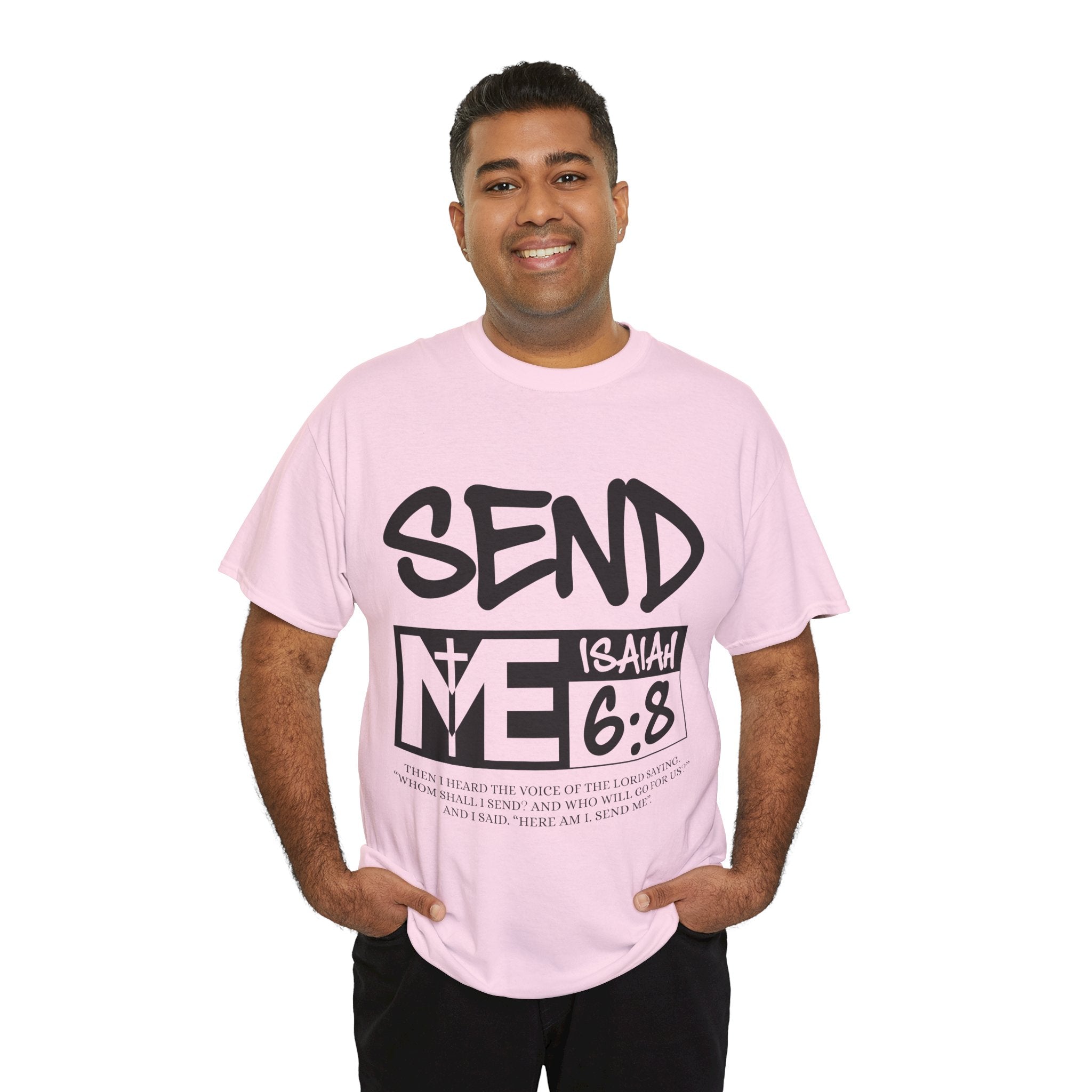 Send Me Isaiah 6:8 Christian T-Shirt — Cross Faith Unisex Cotton Tee