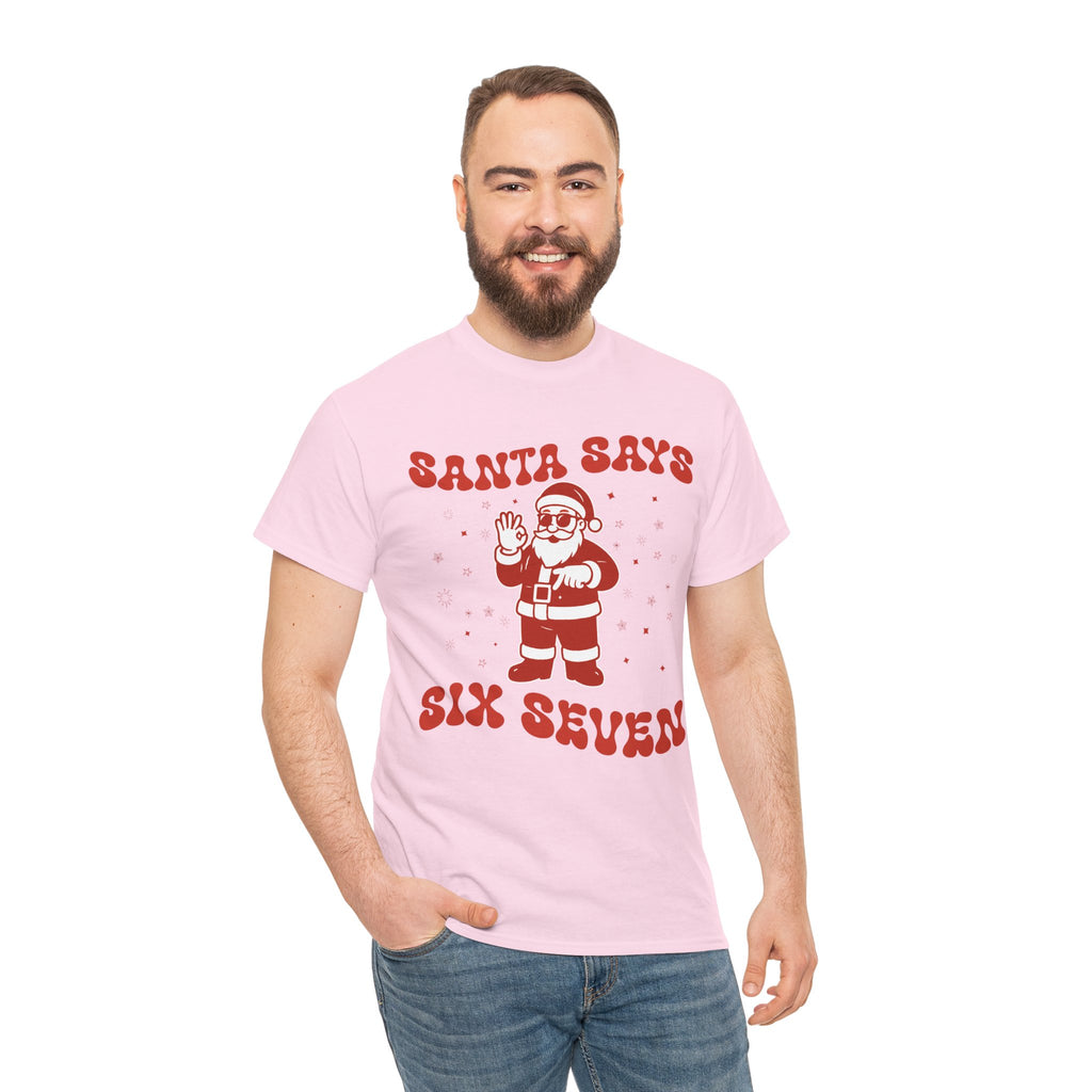 Retro 'Santa Says Six Seven' Christmas Unisex Cotton Tee
