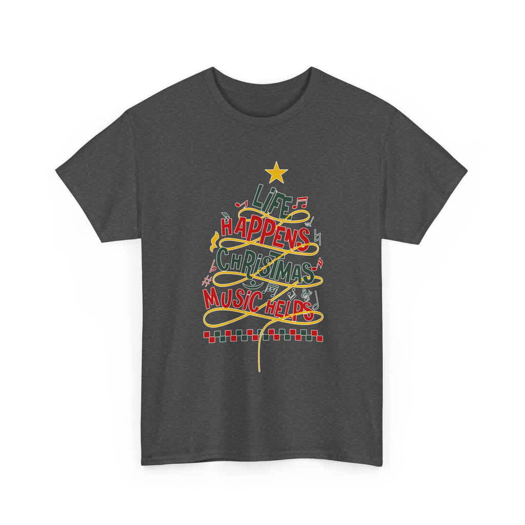 Christmas Tree Words Music Unisex Cotton Tee