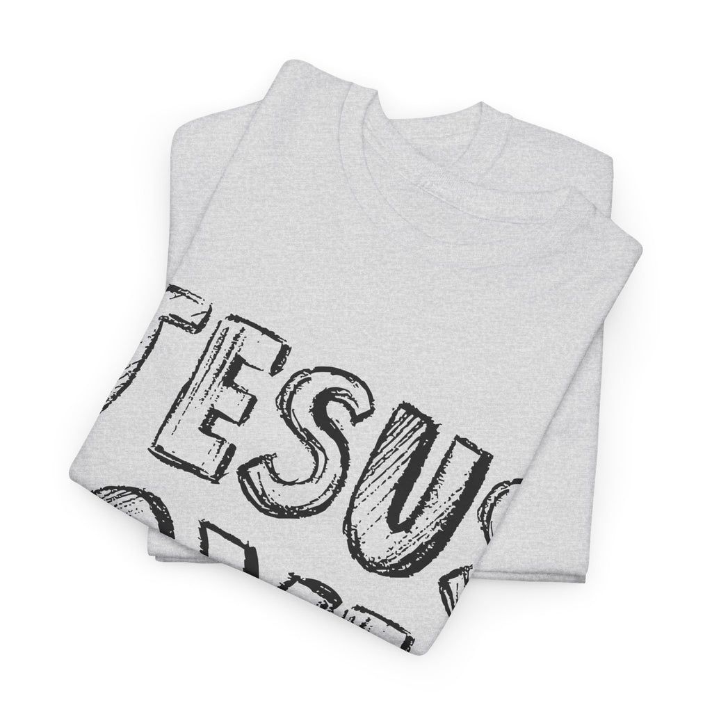 Jesus Loves You Chalk-Style Tee — Crosses & Stars Christian UNisex Cotton T-Shirt