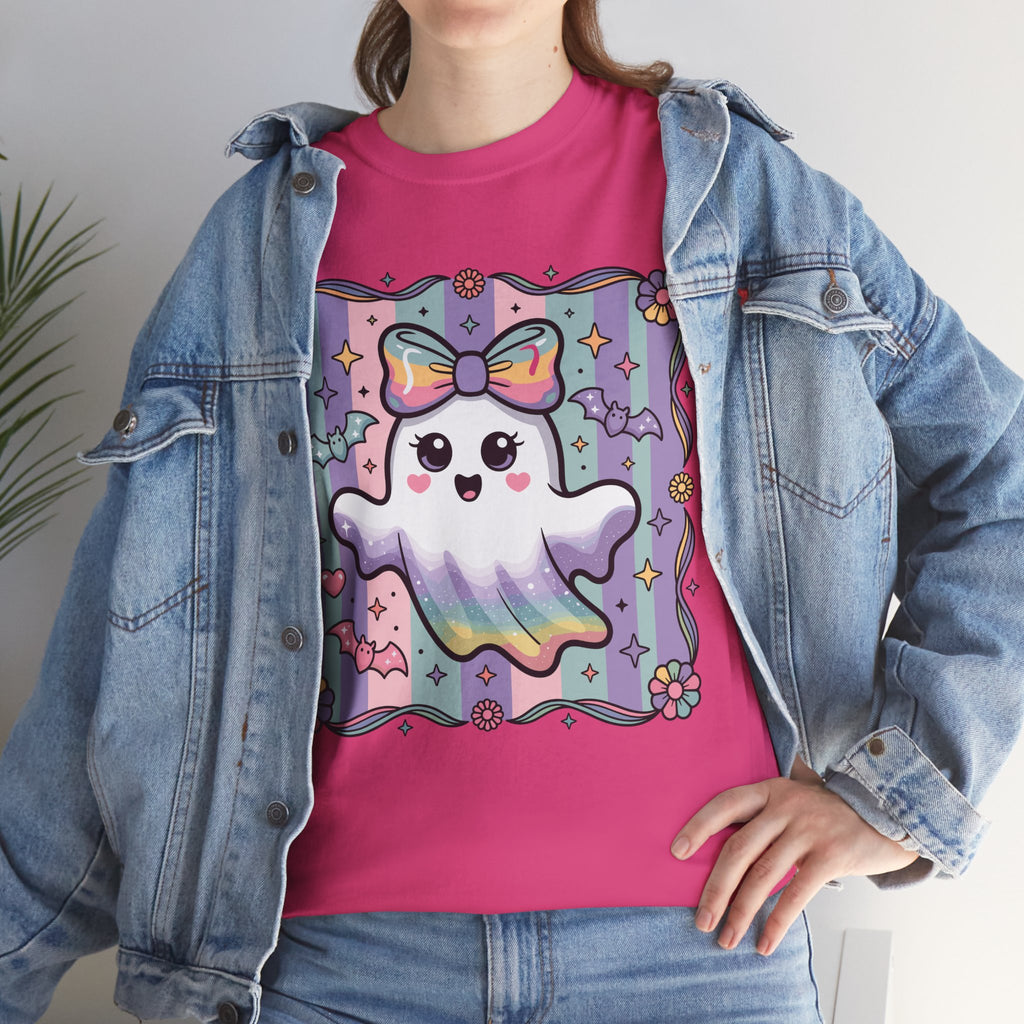 Pastel Ghost Rainbow Bow Unisex Cotton Tee